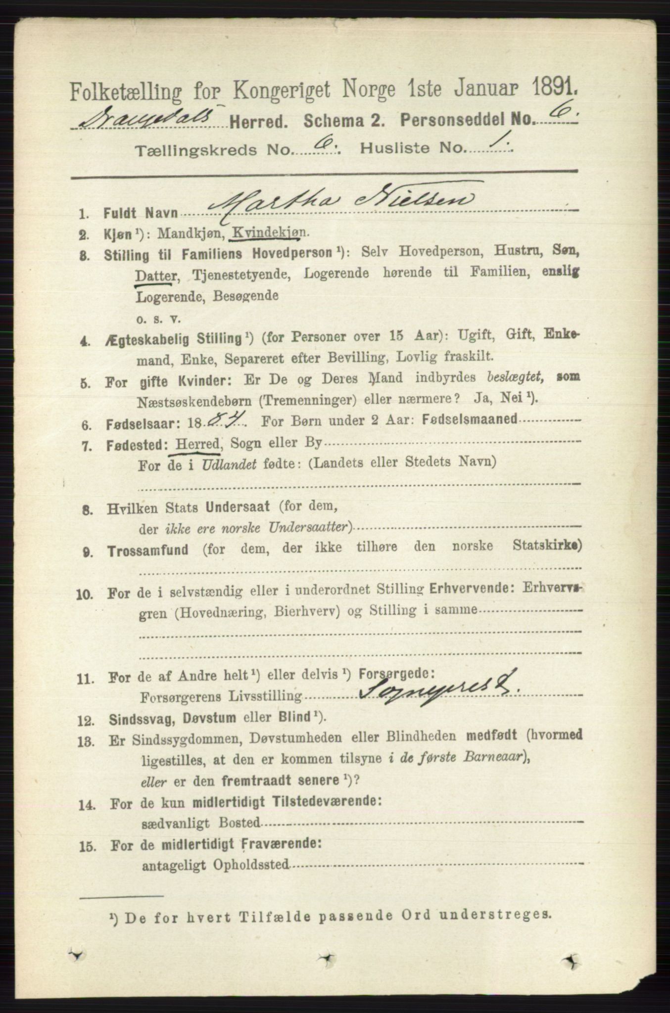 RA, 1891 census for 0817 Drangedal, 1891, p. 1981