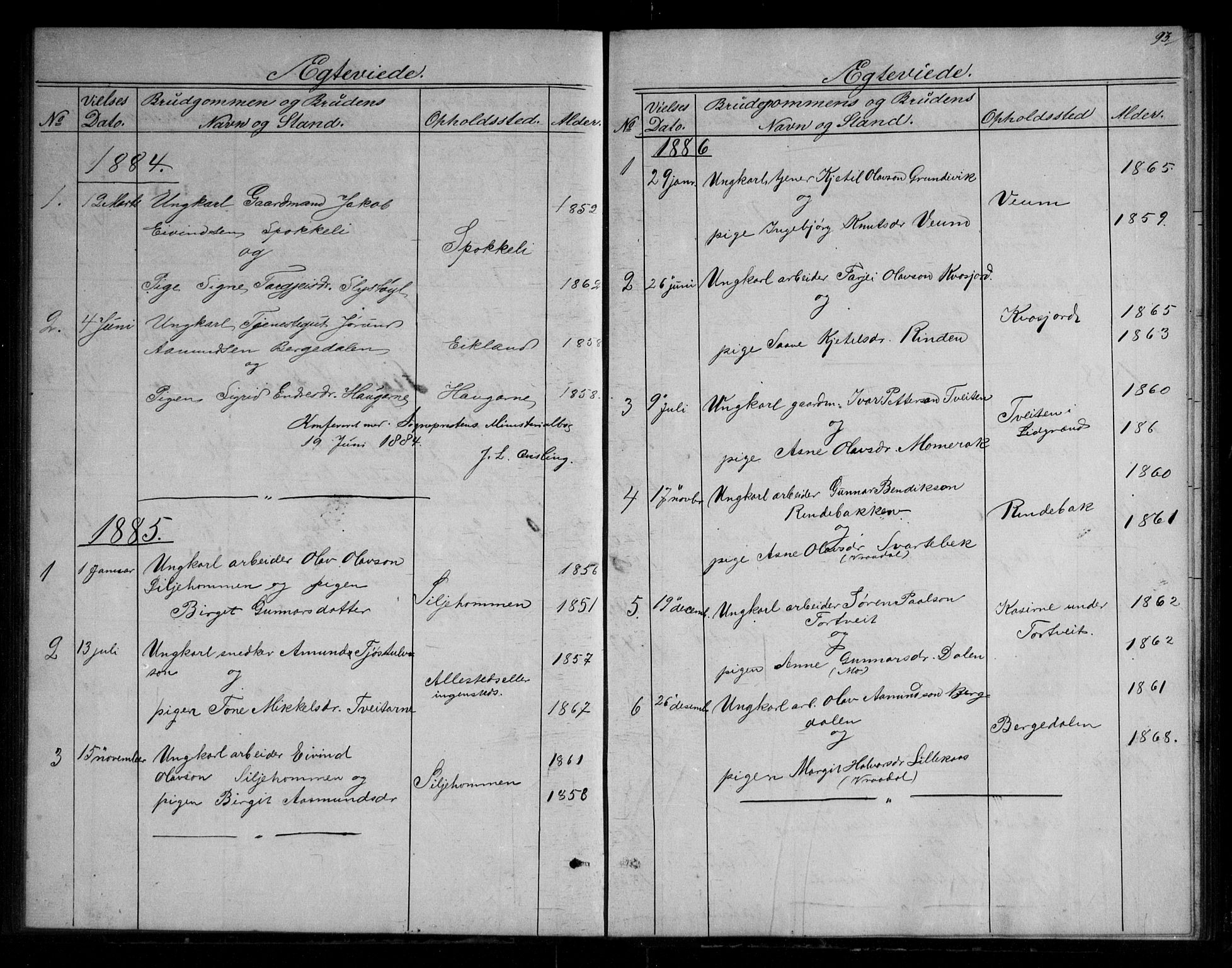 Fyresdal kirkebøker, SAKO/A-263/G/Gb/L0001: Parish register (copy) no. II 1, 1864-1890, p. 93