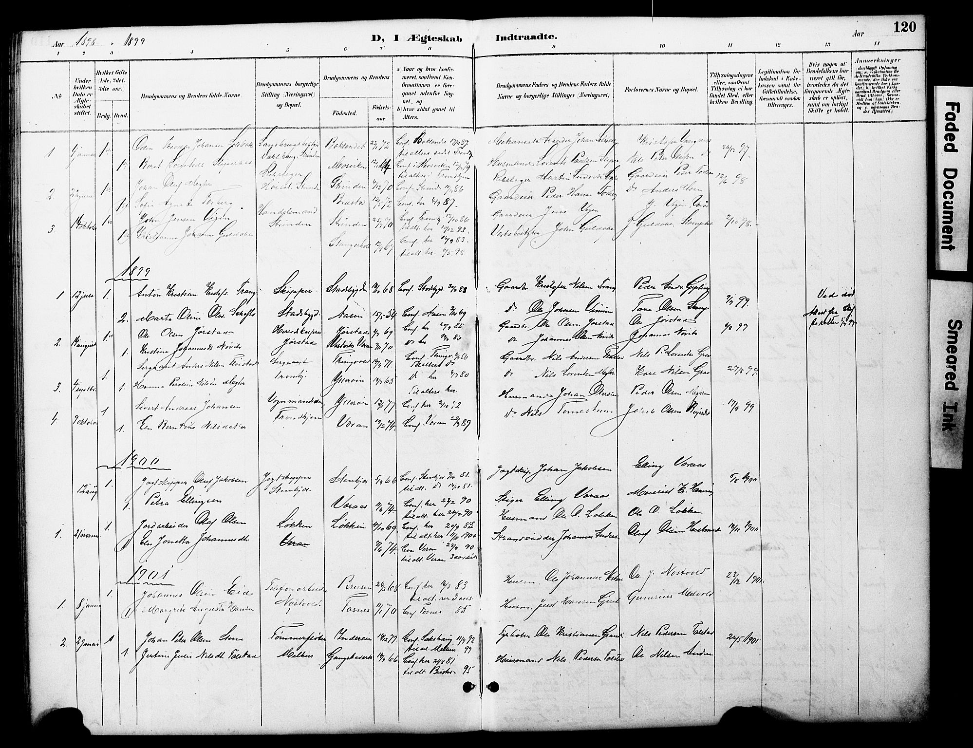 Ministerialprotokoller, klokkerbøker og fødselsregistre - Nord-Trøndelag, AV/SAT-A-1458/722/L0226: Parish register (copy) no. 722C02, 1889-1927, p. 120