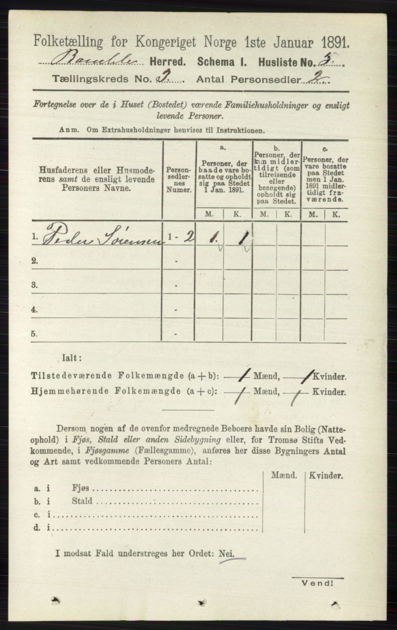 RA, 1891 census for 0814 Bamble, 1891, p. 1359