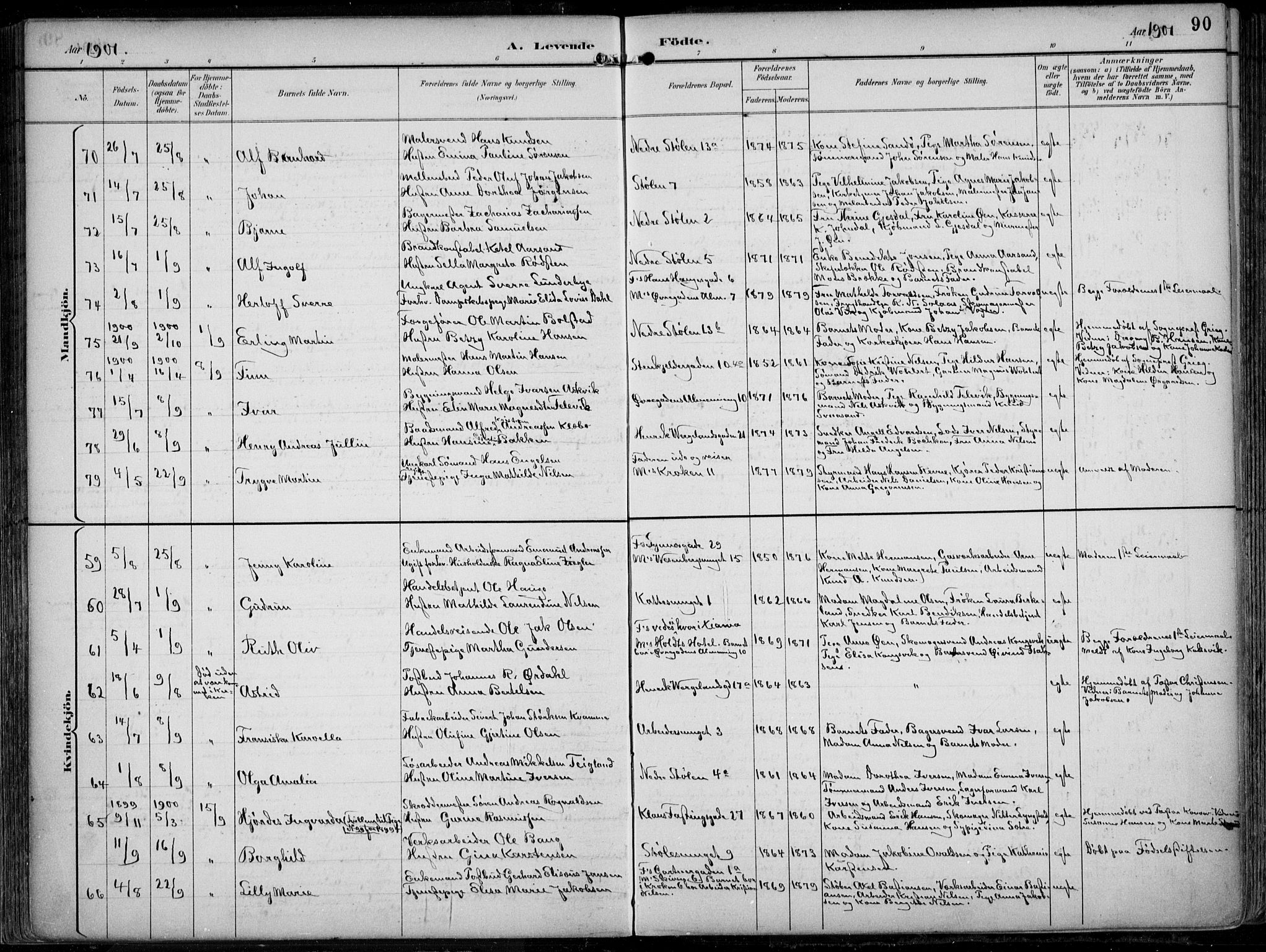Mariakirken Sokneprestembete, SAB/A-76901/H/Hab/L0005: Parish register (copy) no. A 5, 1893-1913, p. 90