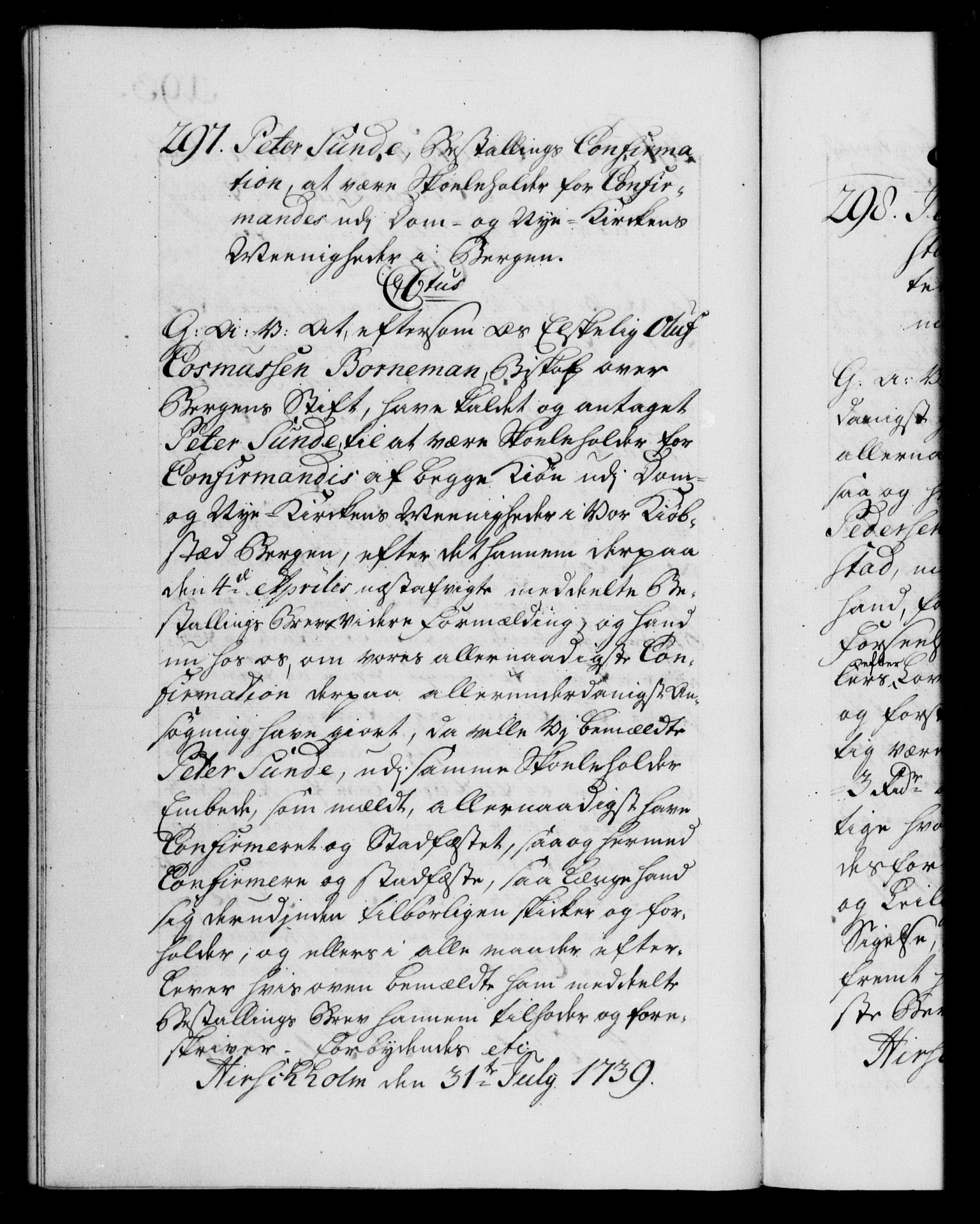 Danske Kanselli 1572-1799, AV/RA-EA-3023/F/Fc/Fca/Fcaa/L0031: Norske registre, 1739-1740, p. 193b