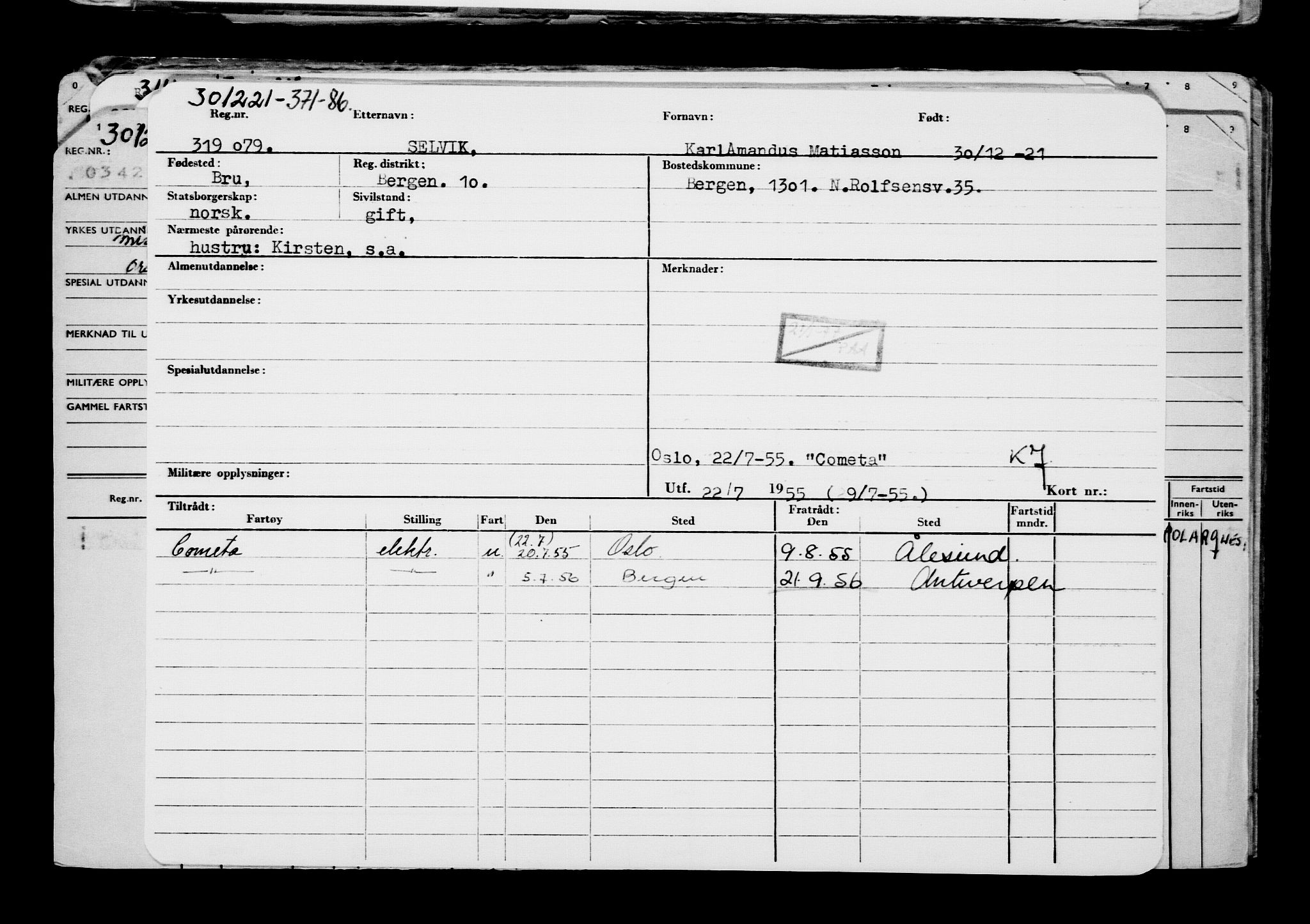 Direktoratet for sjømenn, AV/RA-S-3545/G/Gb/L0201: Hovedkort, 1921-1922, p. 404