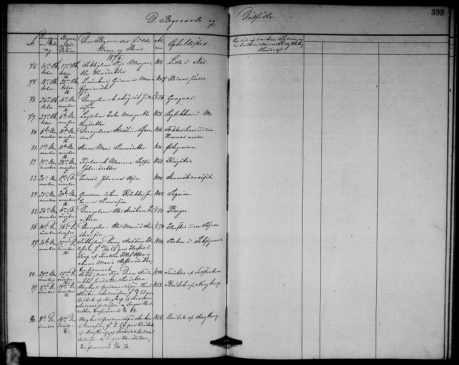 Høland prestekontor Kirkebøker, SAO/A-10346a/G/Ga/L0006: Parish register (copy) no. I 6, 1869-1879, p. 399