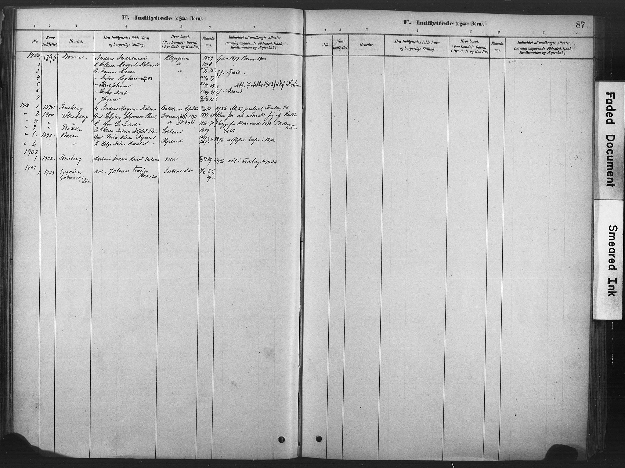 Våle kirkebøker, AV/SAKO-A-334/F/Fb/L0002: Parish register (official) no. II 2, 1878-1907, p. 87