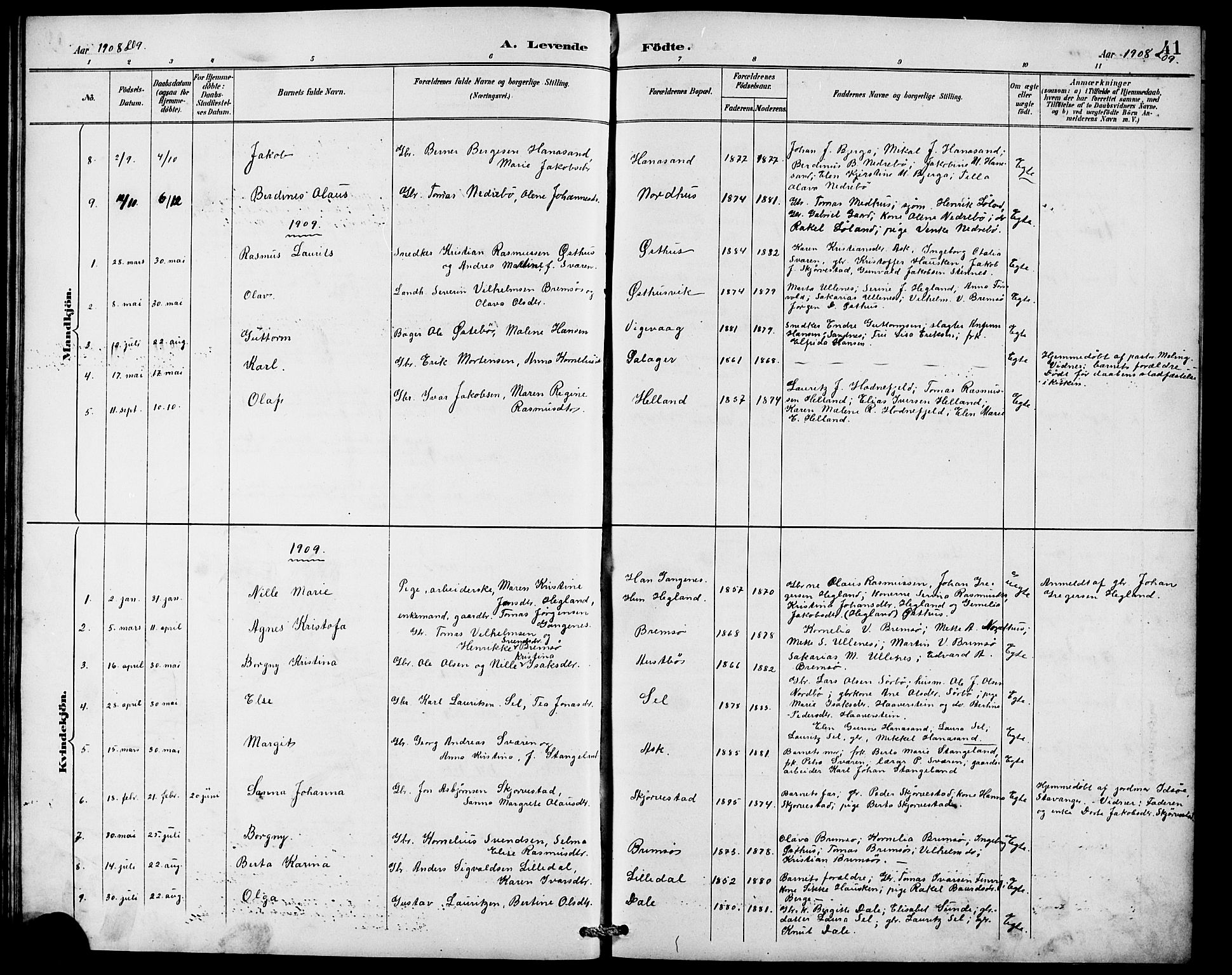 Rennesøy sokneprestkontor, SAST/A -101827/H/Ha/Hab/L0010: Parish register (copy) no. B 9, 1890-1918, p. 41