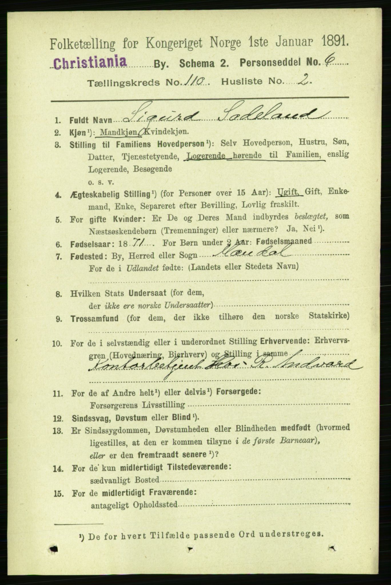 RA, 1891 census for 0301 Kristiania, 1891, p. 57129