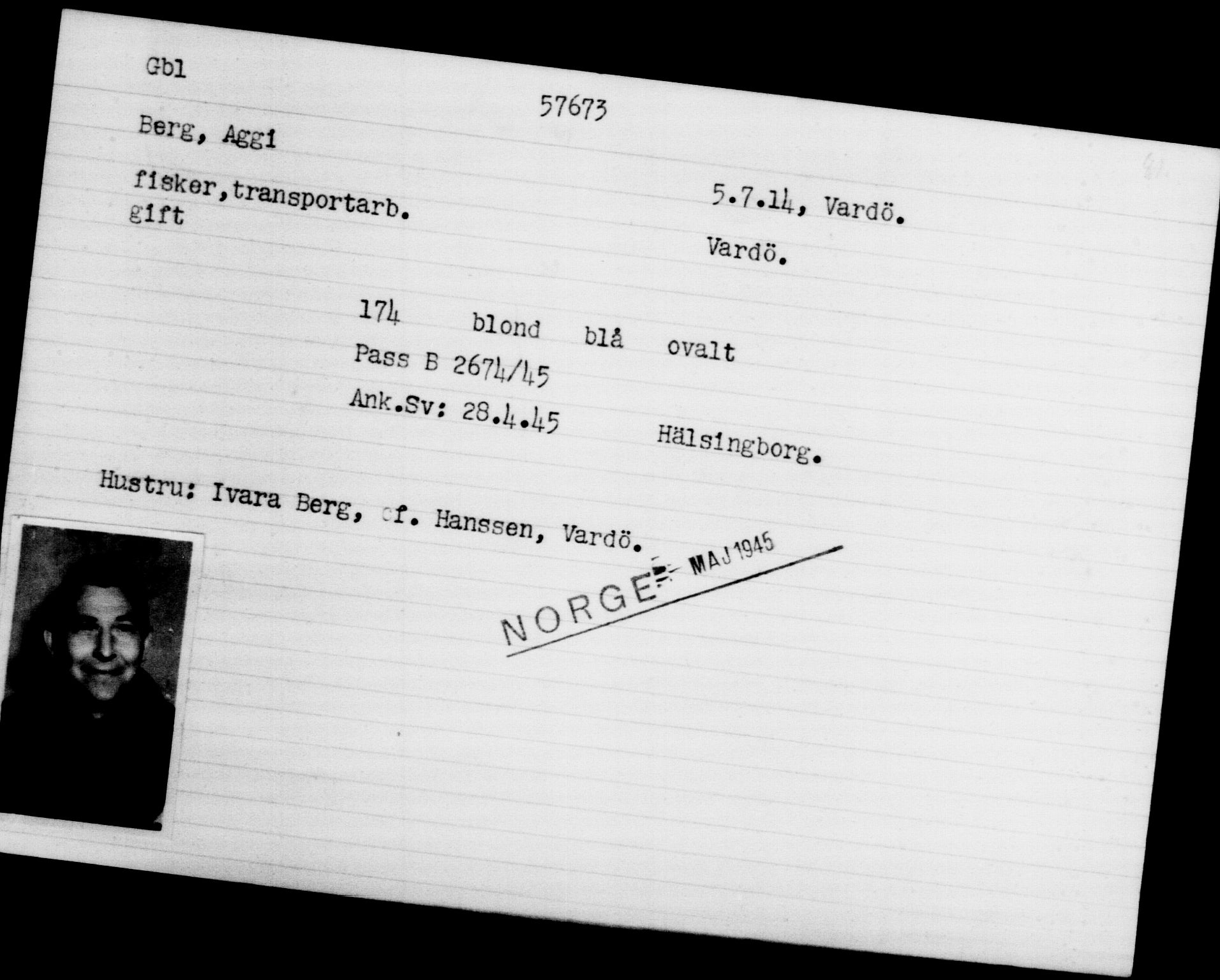 Utenriksstasjonene, Legasjonen i Stockholm, Flyktningkontoret, AV/RA-S-6753/V/Va/L0020: Kjesäterkartoteket, flyktninger med registreringsnr. 55000-58245, 1940-1945, p. 2672