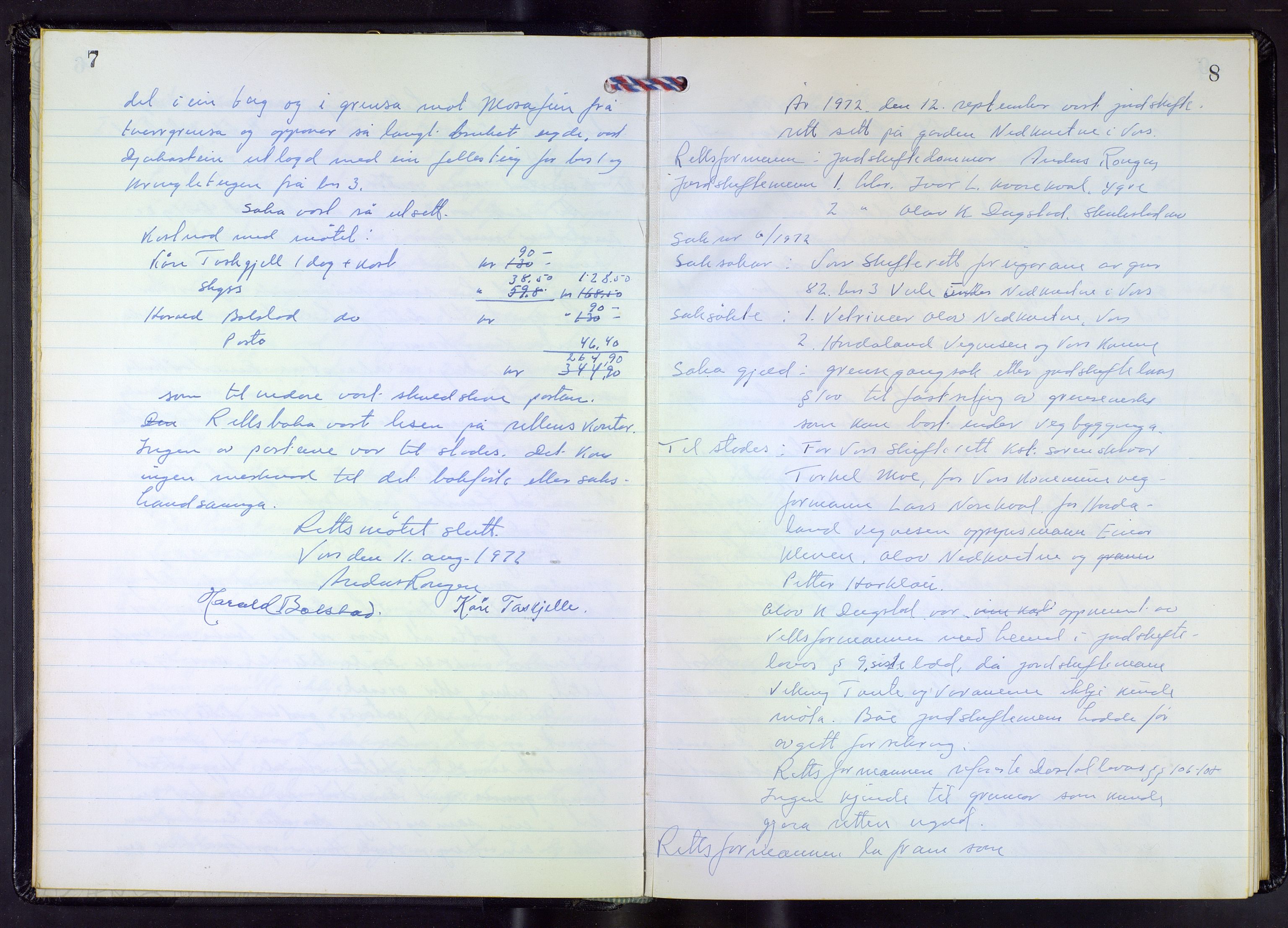 Hordaland jordskiftedøme - V Voss jordskiftedistrikt, AV/SAB-A-7201/A/Aa/L0046: Forhandlingsprotokoll, 1972-1976, p. 7-8