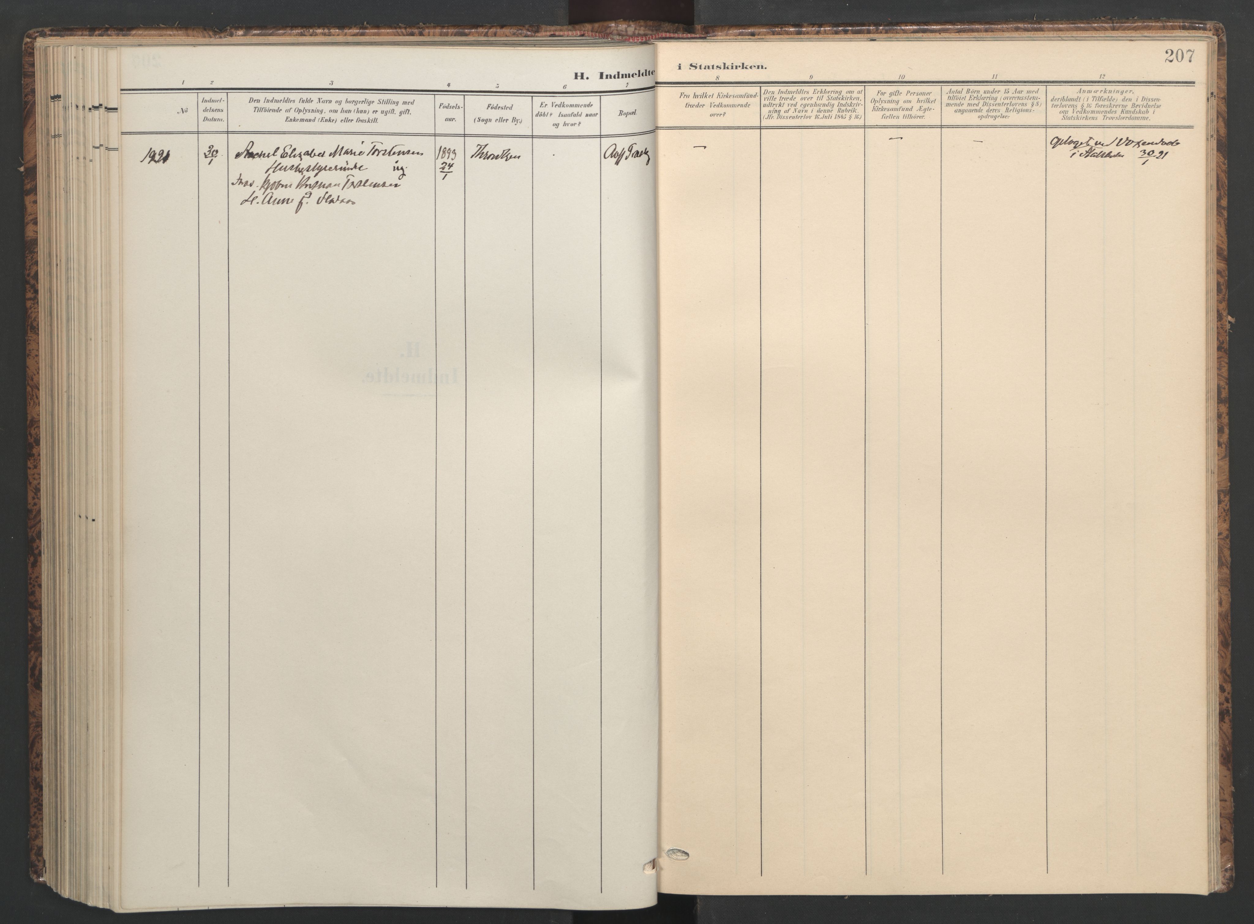 Ministerialprotokoller, klokkerbøker og fødselsregistre - Sør-Trøndelag, SAT/A-1456/655/L0682: Parish register (official) no. 655A11, 1908-1922, p. 207
