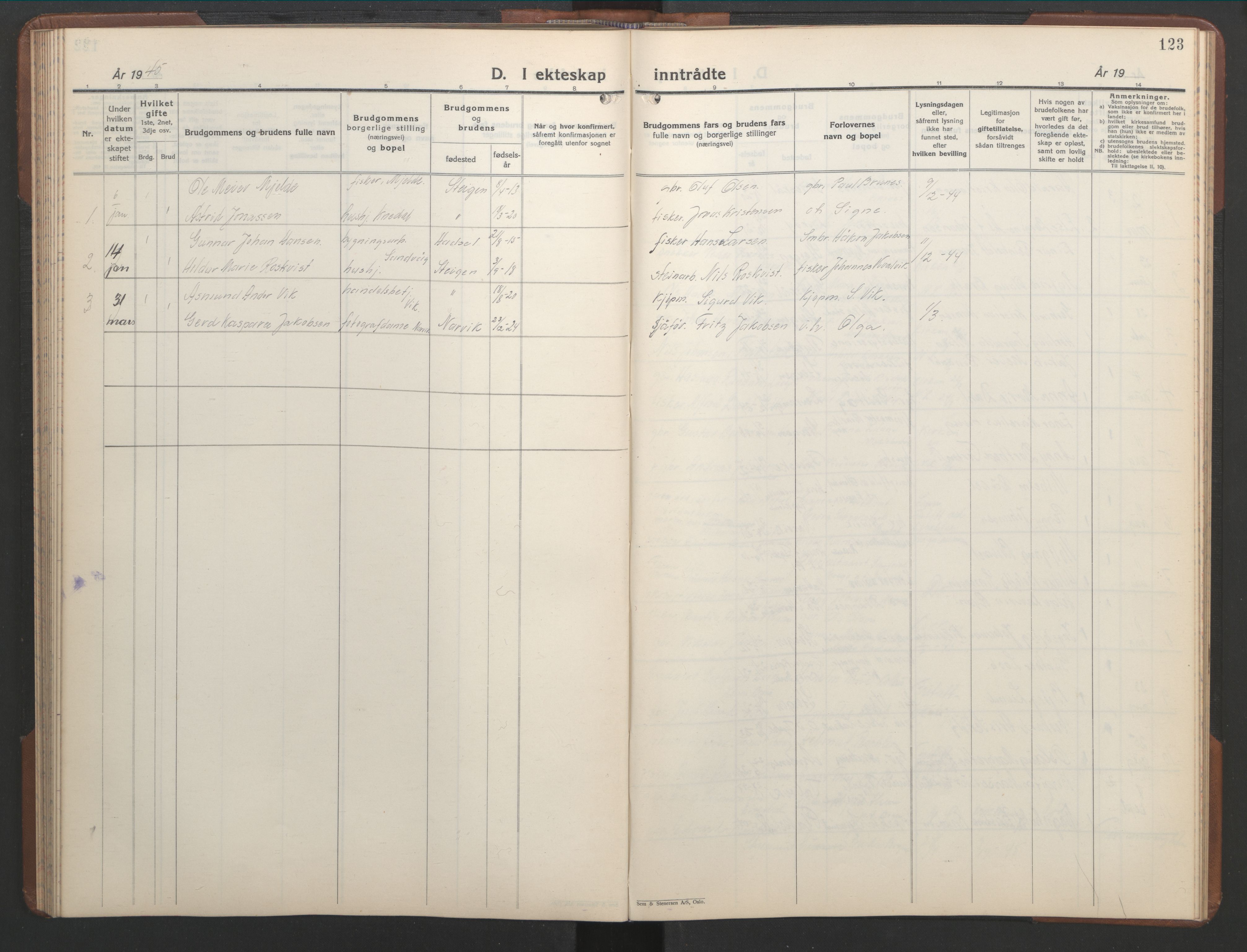 Ministerialprotokoller, klokkerbøker og fødselsregistre - Nordland, AV/SAT-A-1459/855/L0818: Parish register (copy) no. 855C07, 1935-1949, p. 123