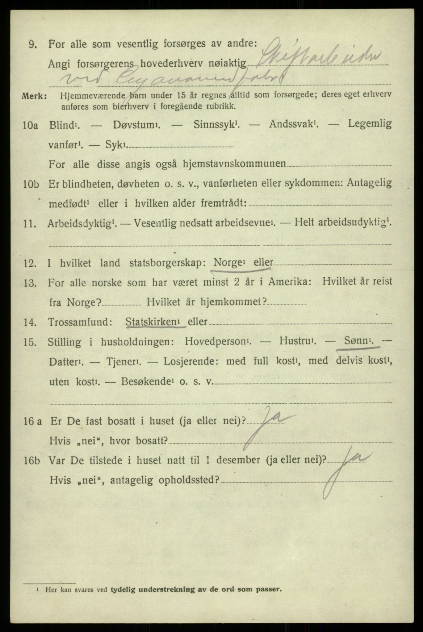 SAB, 1920 census for Odda, 1920, p. 3690