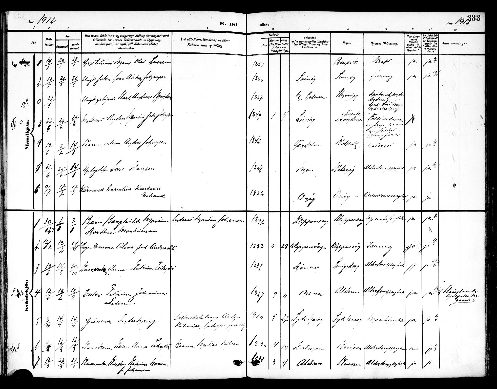 Ministerialprotokoller, klokkerbøker og fødselsregistre - Nordland, SAT/A-1459/839/L0569: Parish register (official) no. 839A06, 1903-1922, p. 333