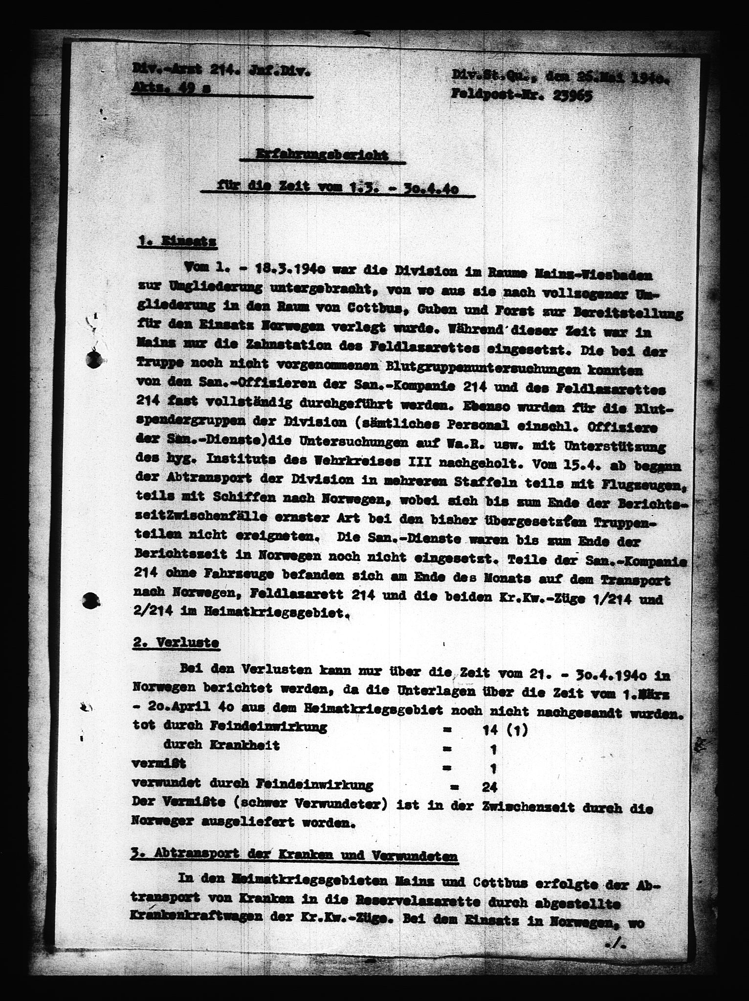 Documents Section, AV/RA-RAFA-2200/V/L0088: Amerikansk mikrofilm "Captured German Documents".
Box No. 727.  FKA jnr. 601/1954., 1939-1940, p. 469