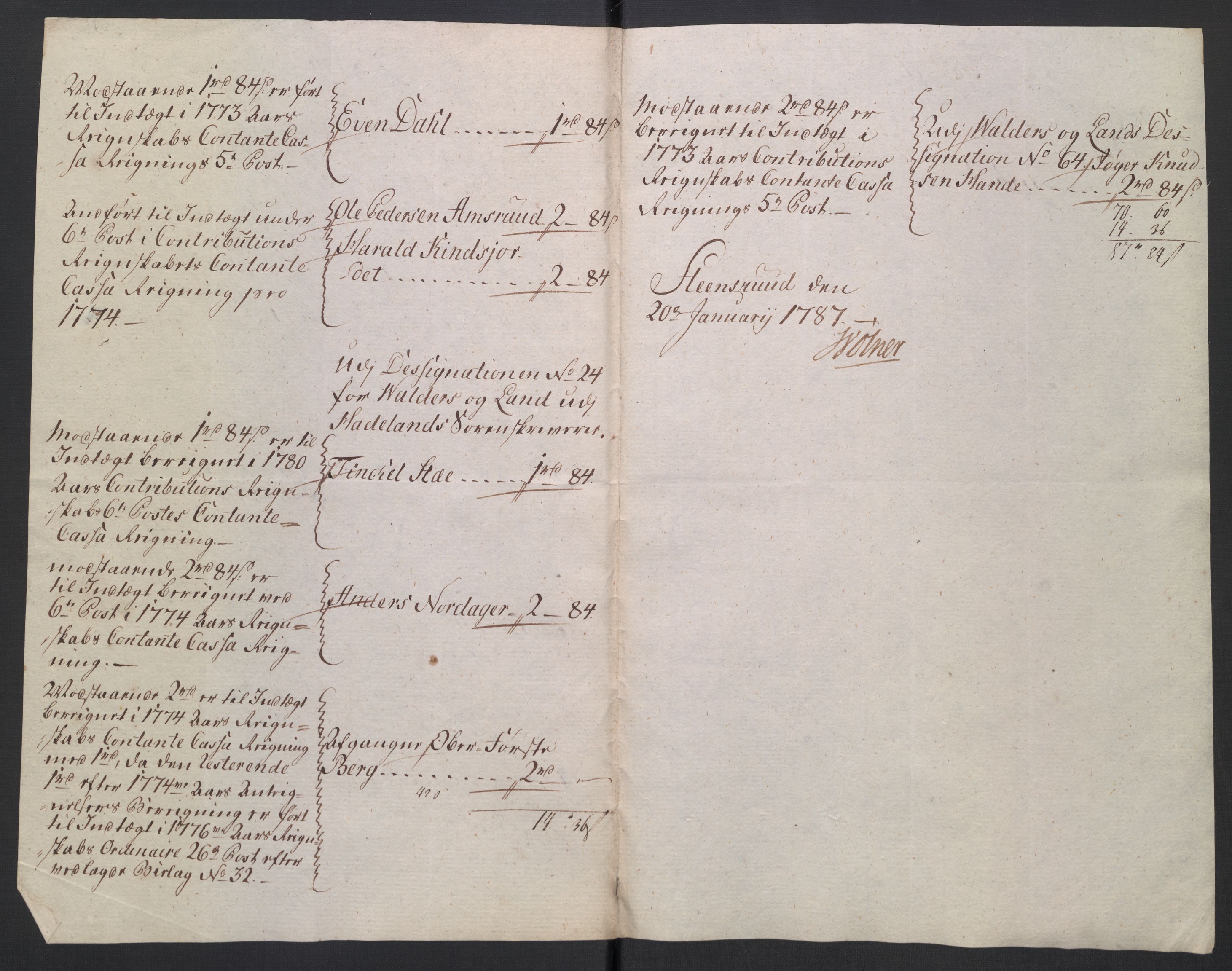 Rentekammeret inntil 1814, Reviderte regnskaper, Mindre regnskaper, AV/RA-EA-4068/Rb/L0014: Opplands amt, 1771-1779, p. 2