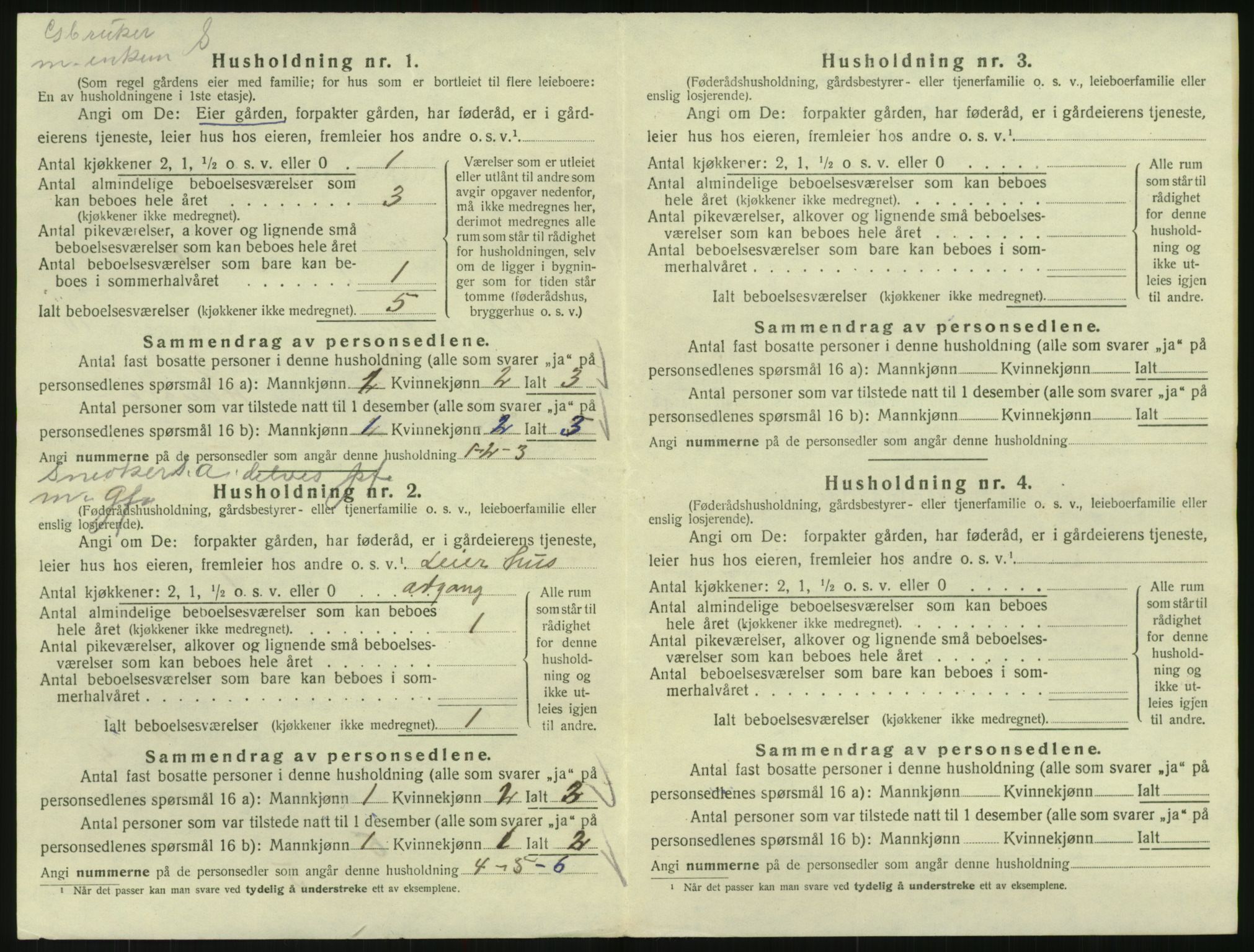 SAK, 1920 census for Vegusdal, 1920, p. 346