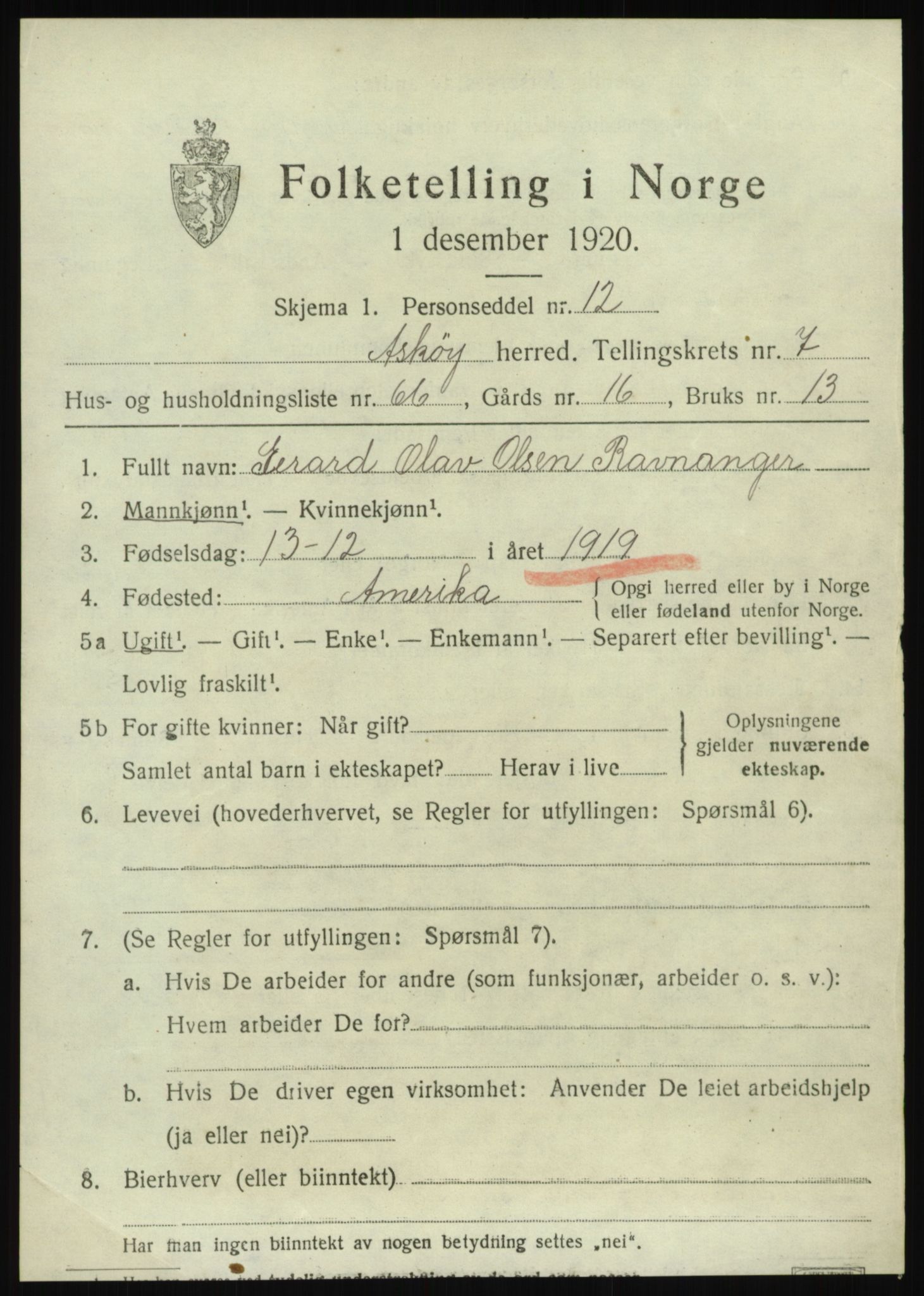 SAB, 1920 census for Askøy, 1920, p. 11668