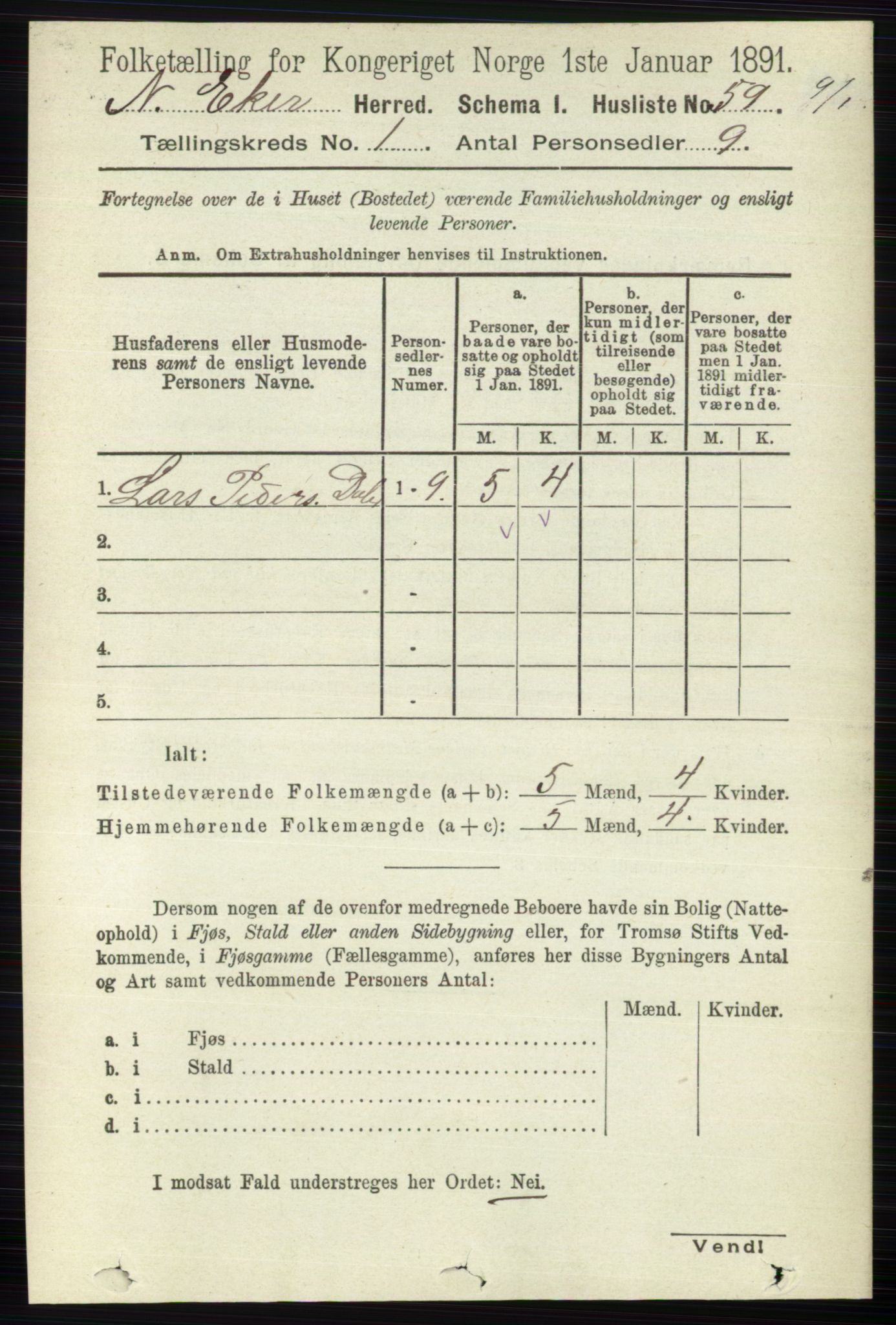 RA, 1891 census for 0625 Nedre Eiker, 1891, p. 85