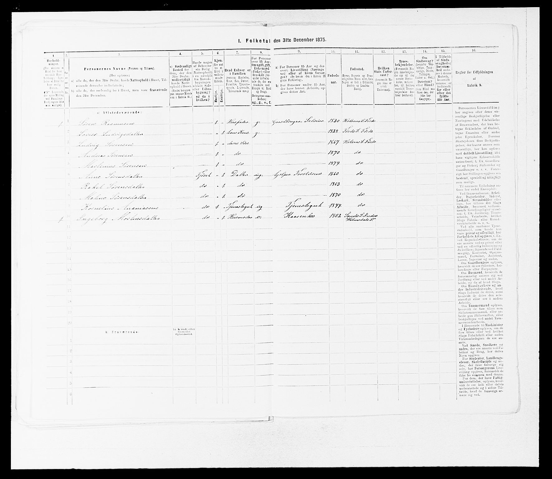 SAB, 1875 census for 1432P Førde, 1875, p. 192