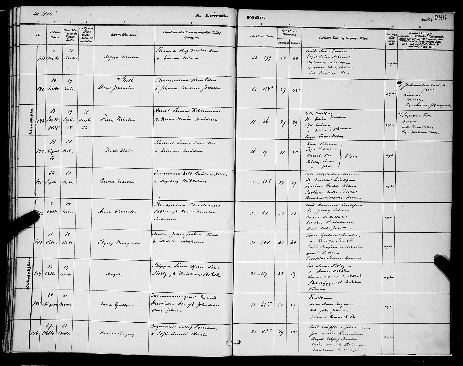 Korskirken sokneprestembete, AV/SAB-A-76101/H/Hab: Parish register (copy) no. B 8, 1878-1887, p. 286