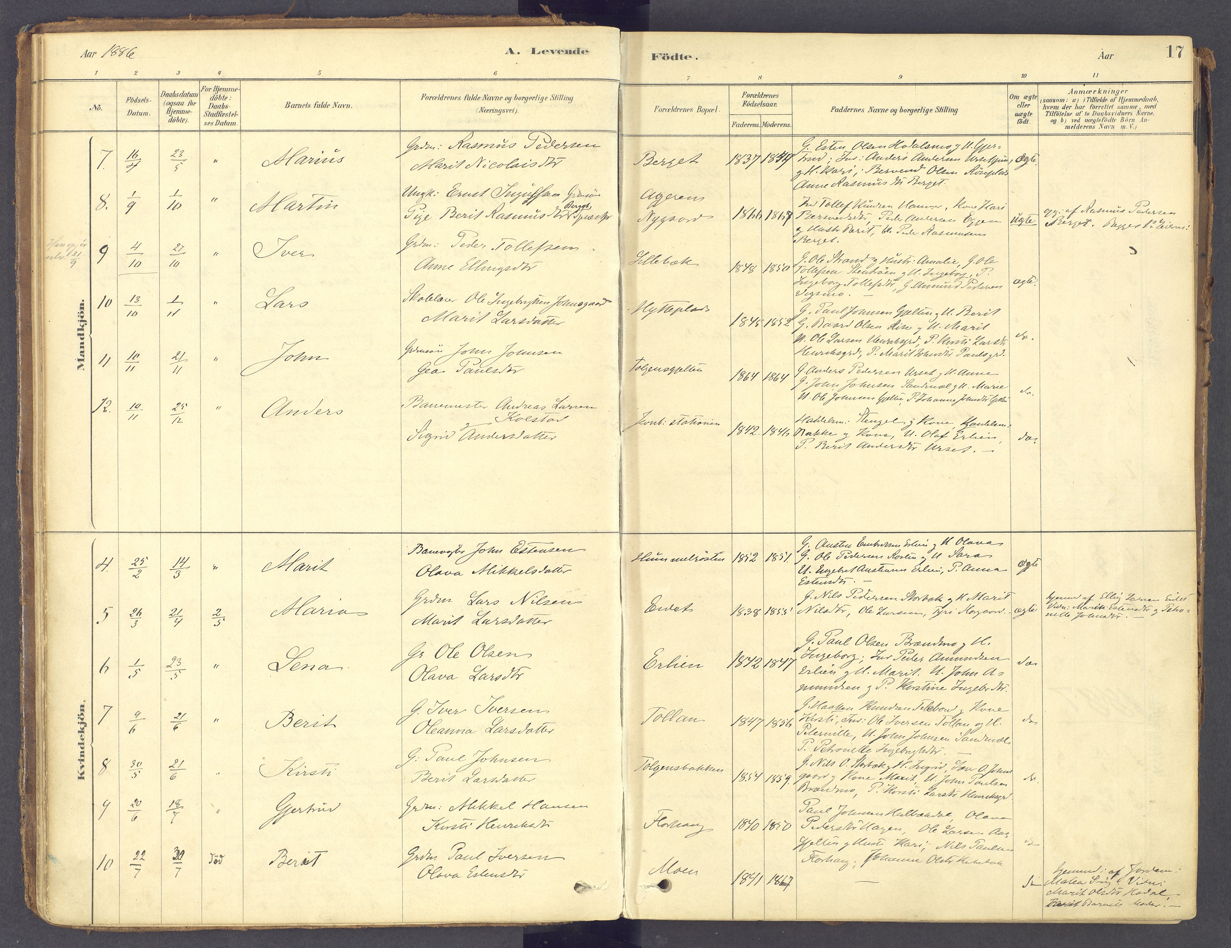 Tolga prestekontor, SAH/PREST-062/K/L0011: Parish register (official) no. 11, 1877-1920, p. 17