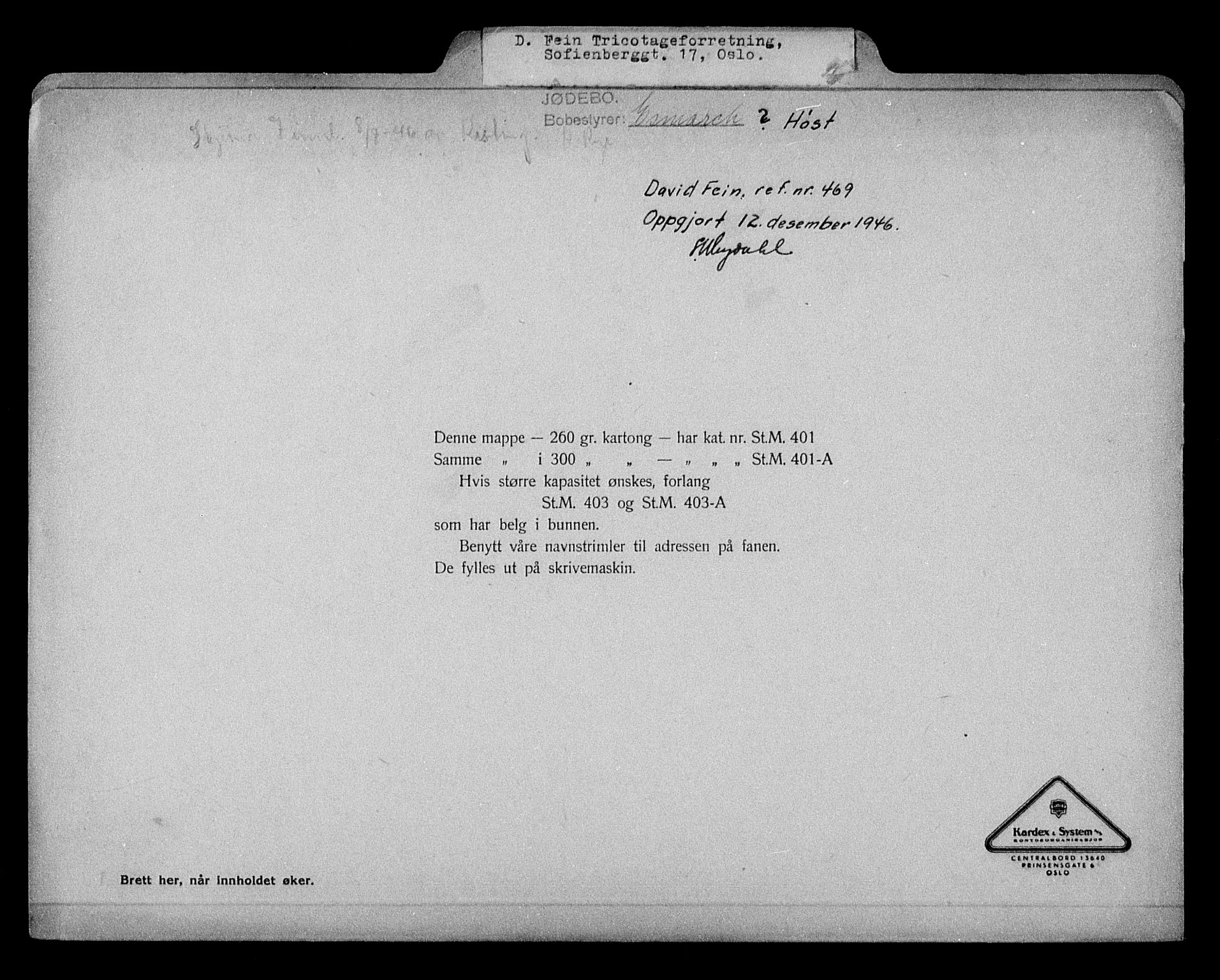 Justisdepartementet, Tilbakeføringskontoret for inndratte formuer, RA/S-1564/H/Hc/Hcc/L0933: --, 1945-1947, p. 421