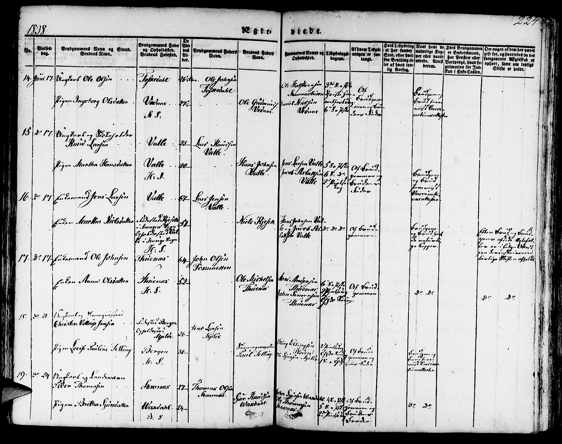 Haus sokneprestembete, SAB/A-75601/H/Haa: Parish register (official) no. A 14, 1827-1838, p. 224