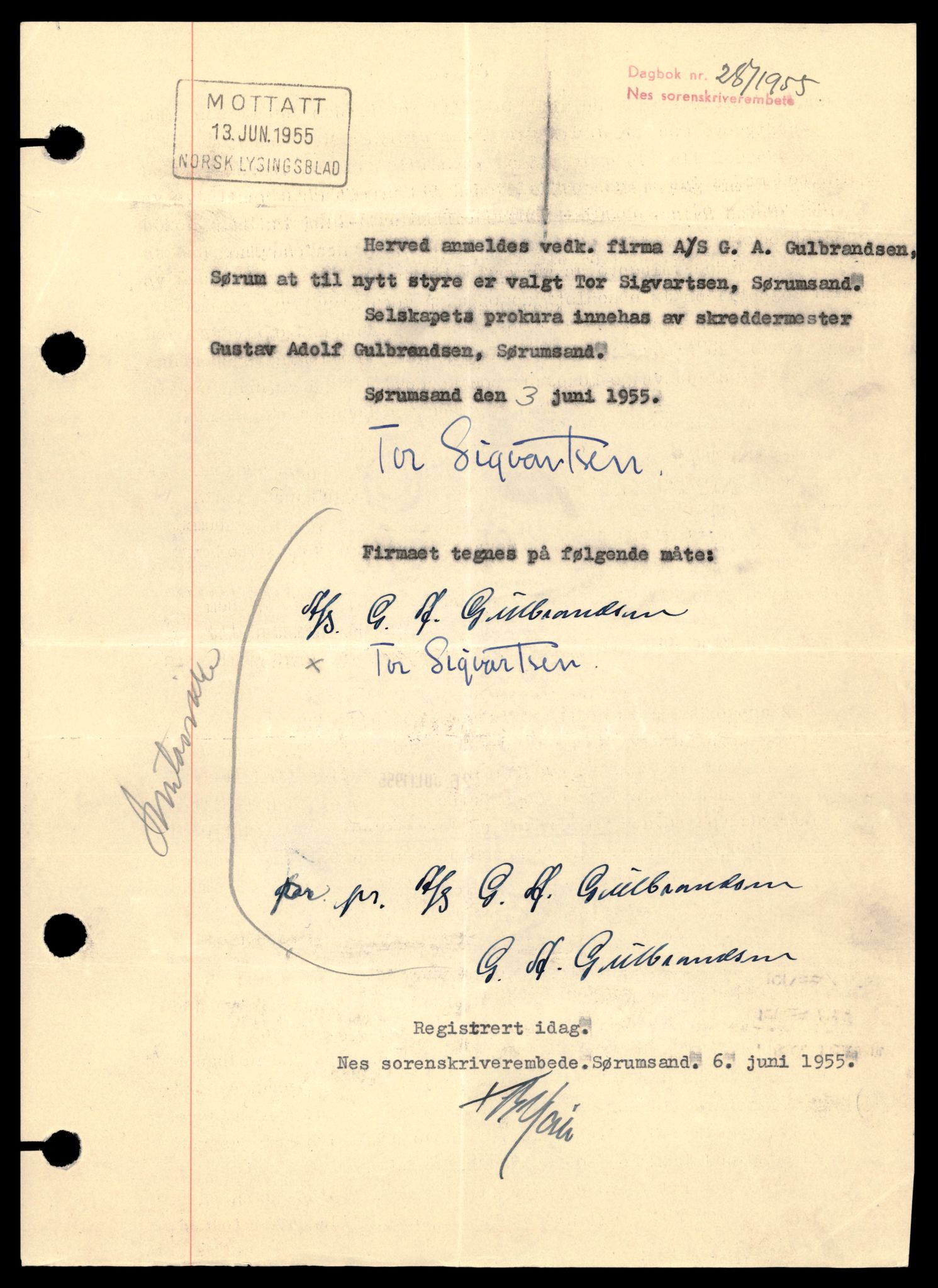 Nes tingrett, AV/SAT-A-10548/K/Ke/Keb/L0013: Aksjeselskap, Gul - Hos, 1944-1990, p. 5