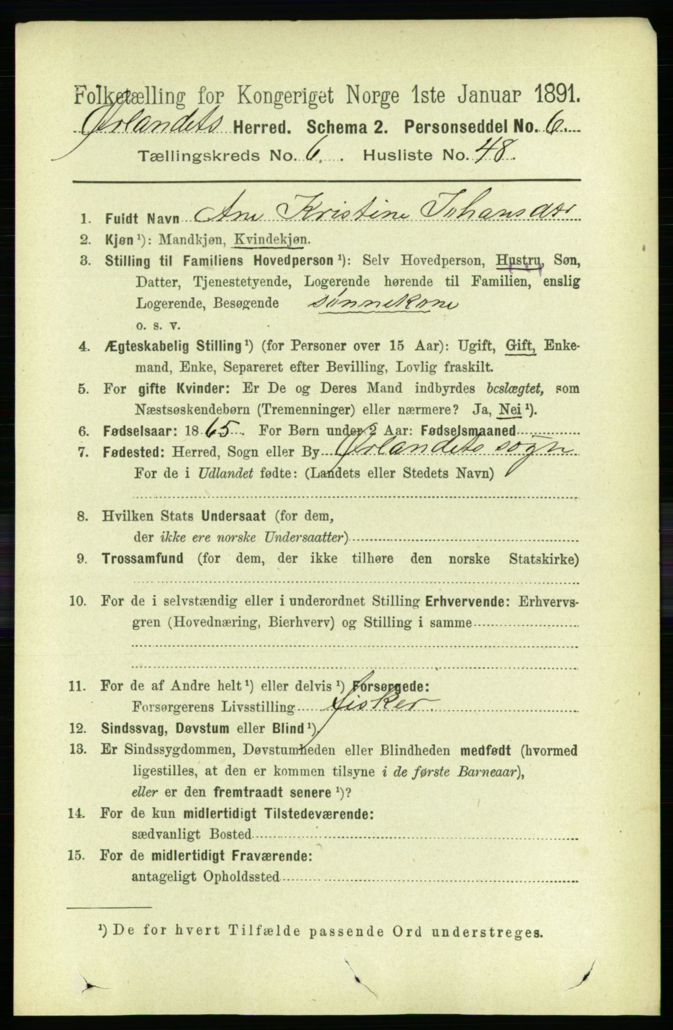 RA, 1891 census for 1621 Ørland, 1891, p. 2136