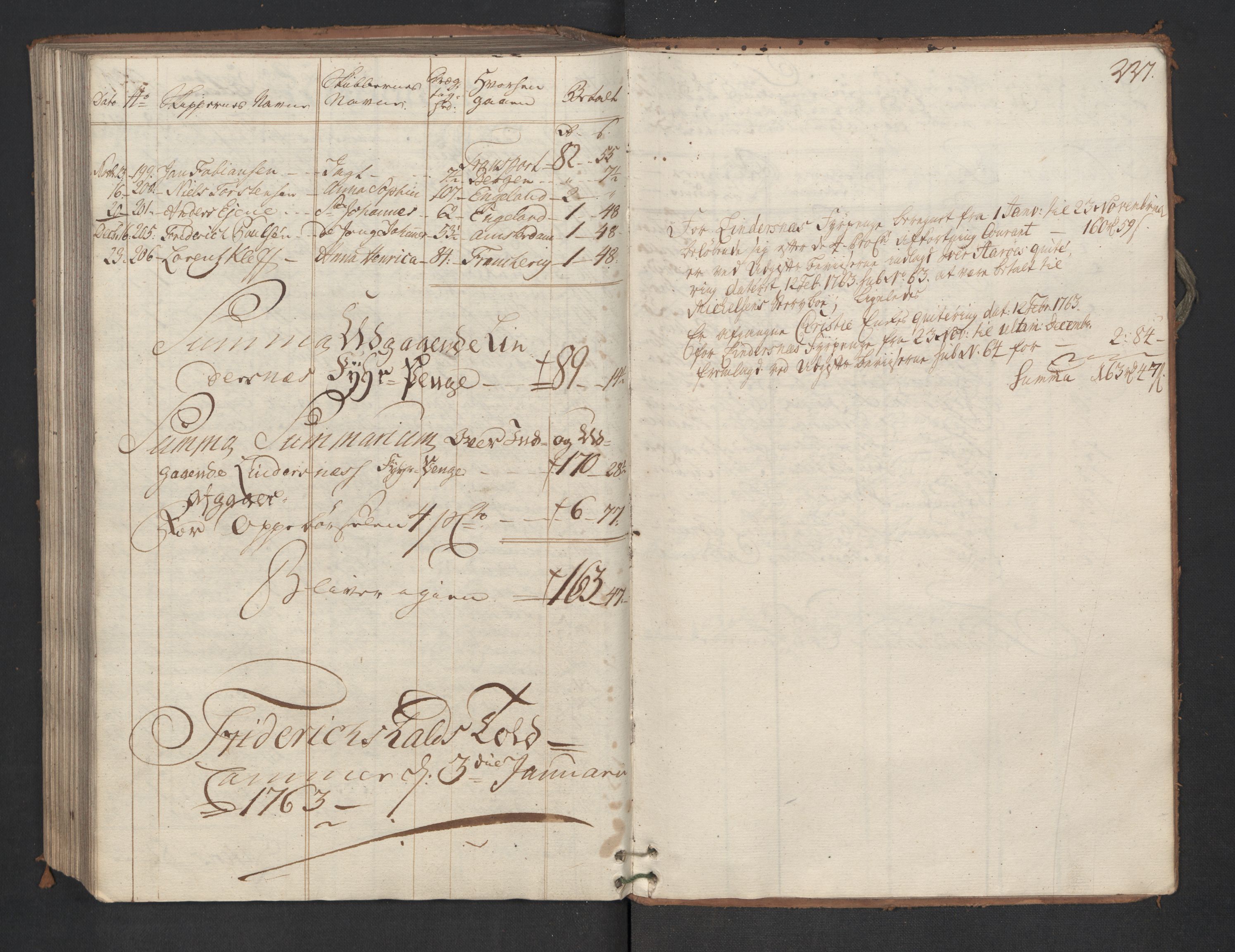 Generaltollkammeret, tollregnskaper, AV/RA-EA-5490/R01/L0047/0001: Tollregnskaper Fredrikshald / Utgående hovedtollbok, 1762, p. 236b-237a