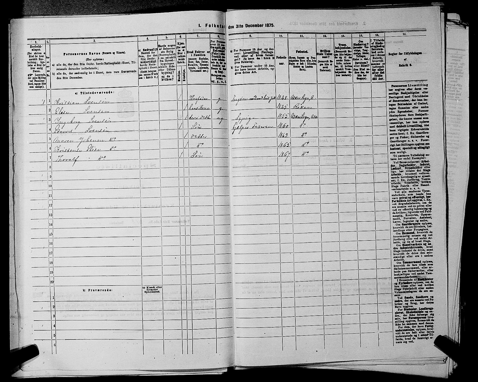 RA, 1875 census for 0220P Asker, 1875, p. 774