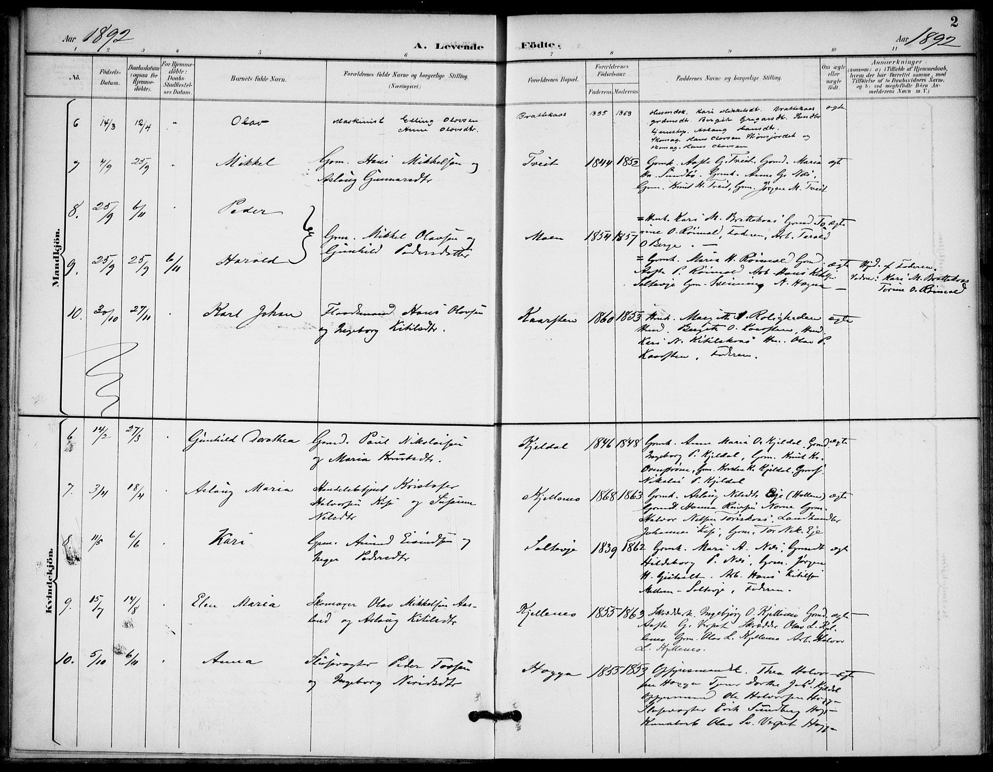 Lunde kirkebøker, SAKO/A-282/F/Fb/L0004: Parish register (official) no. II 4, 1892-1907, p. 2