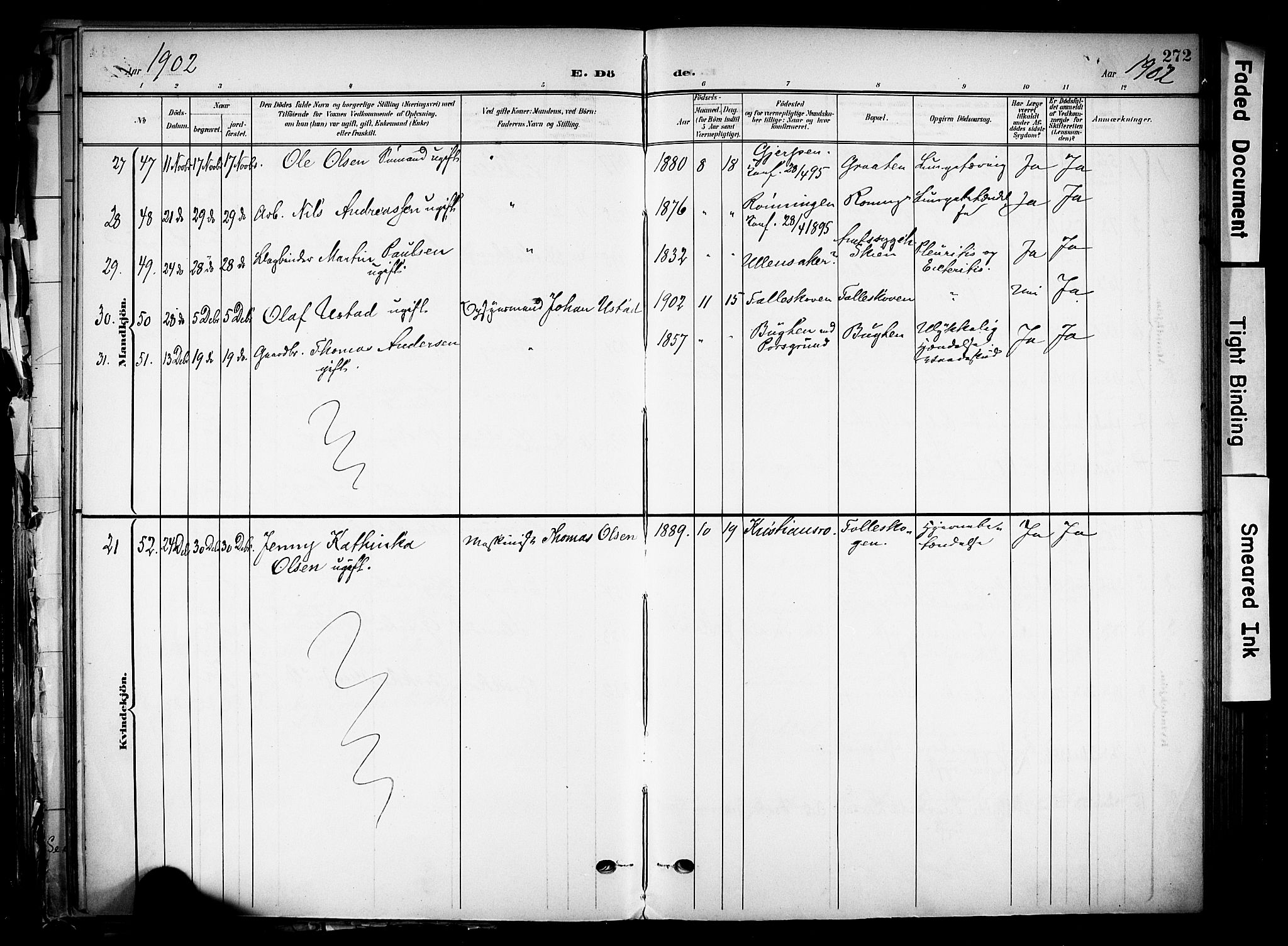 Solum kirkebøker, SAKO/A-306/F/Fa/L0011: Parish register (official) no. I 11, 1898-1909, p. 272