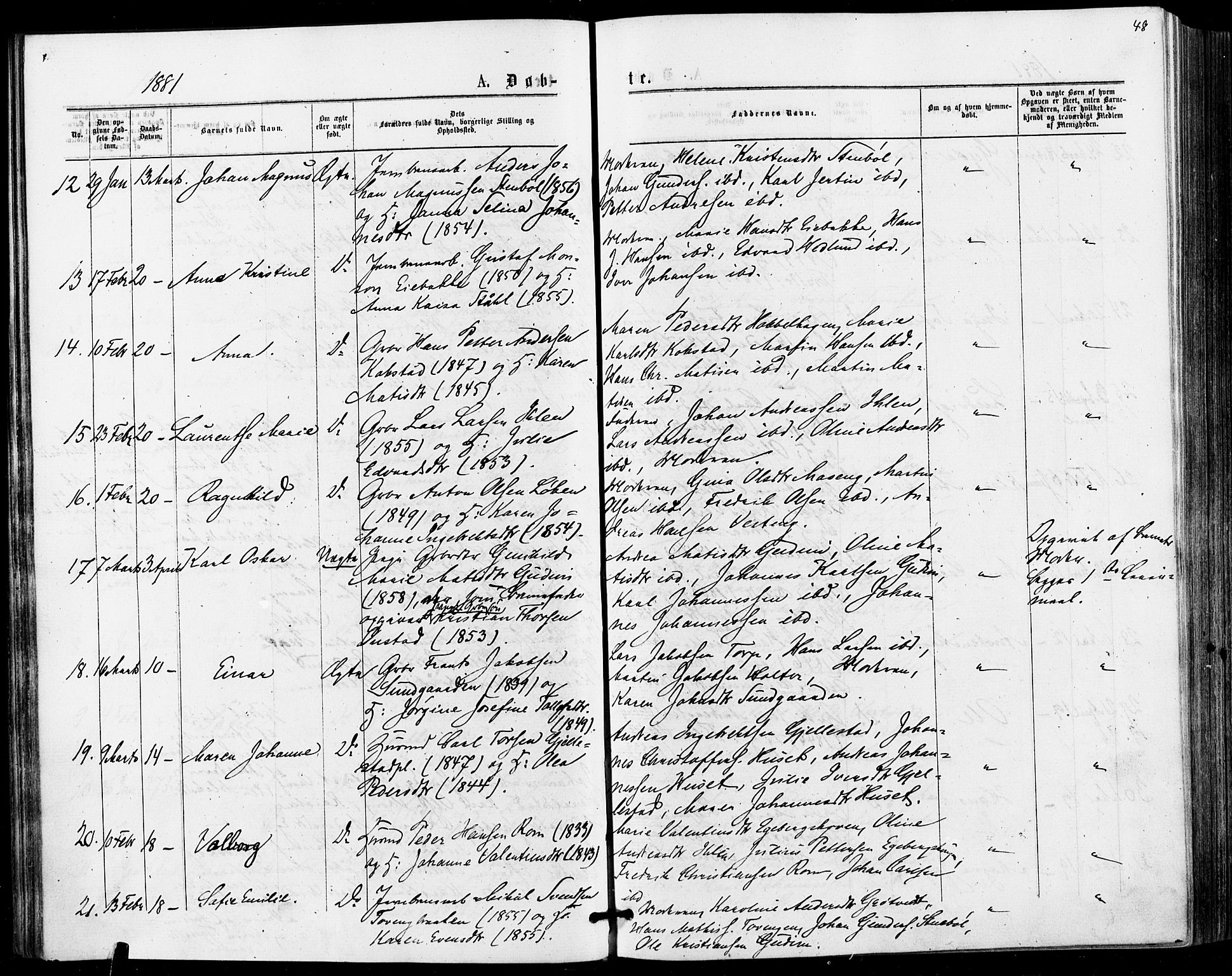 Askim prestekontor Kirkebøker, AV/SAO-A-10900/F/Fa/L0006: Parish register (official) no. 6, 1874-1881, p. 48