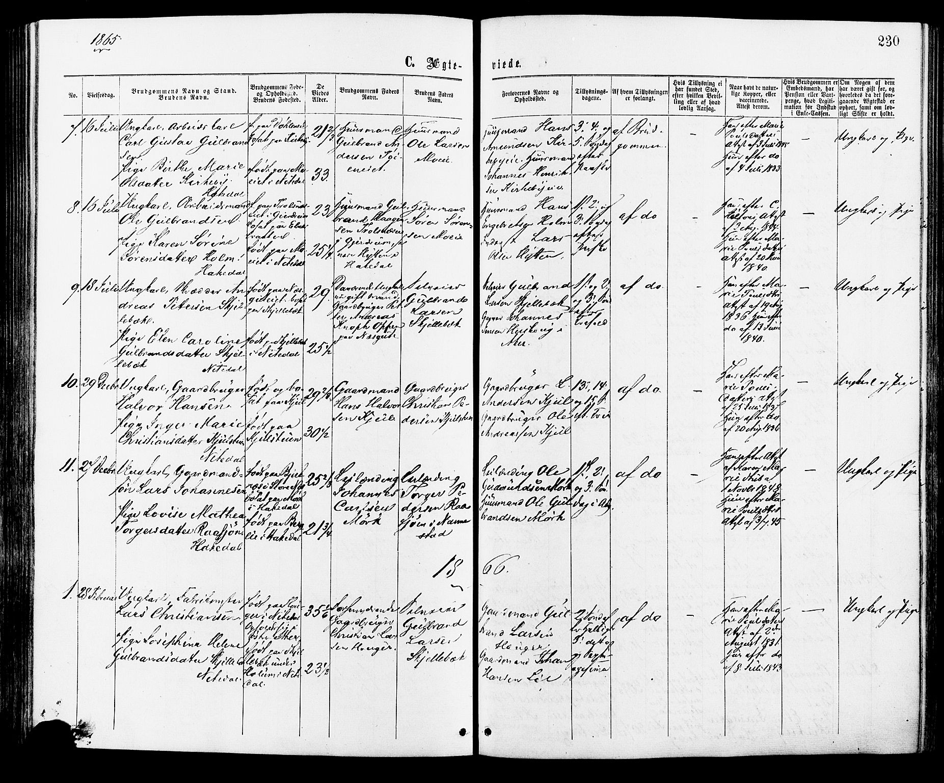 Nittedal prestekontor Kirkebøker, AV/SAO-A-10365a/F/Fa/L0006: Parish register (official) no. I 6, 1863-1878, p. 230