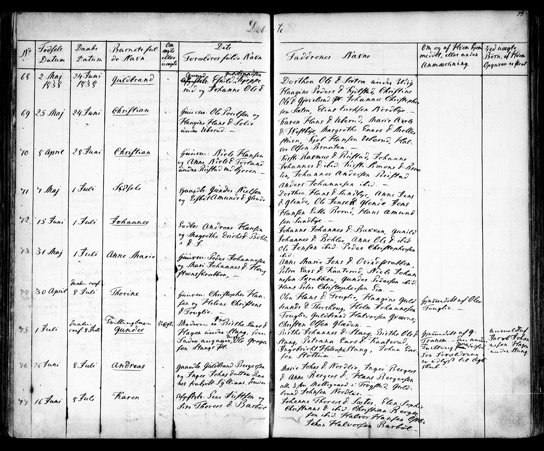 Enebakk prestekontor Kirkebøker, SAO/A-10171c/F/Fa/L0009: Parish register (official) no. I 9, 1832-1861, p. 73