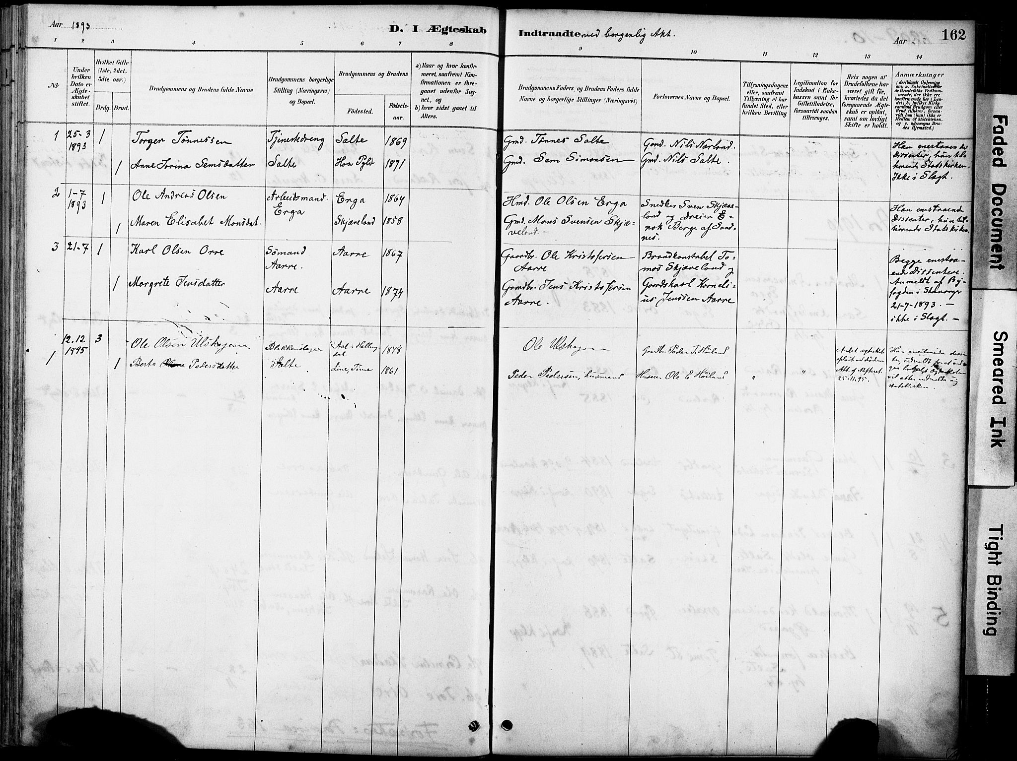 Klepp sokneprestkontor, SAST/A-101803/001/3/30BA/L0007: Parish register (official) no. A 8, 1886-1912, p. 162