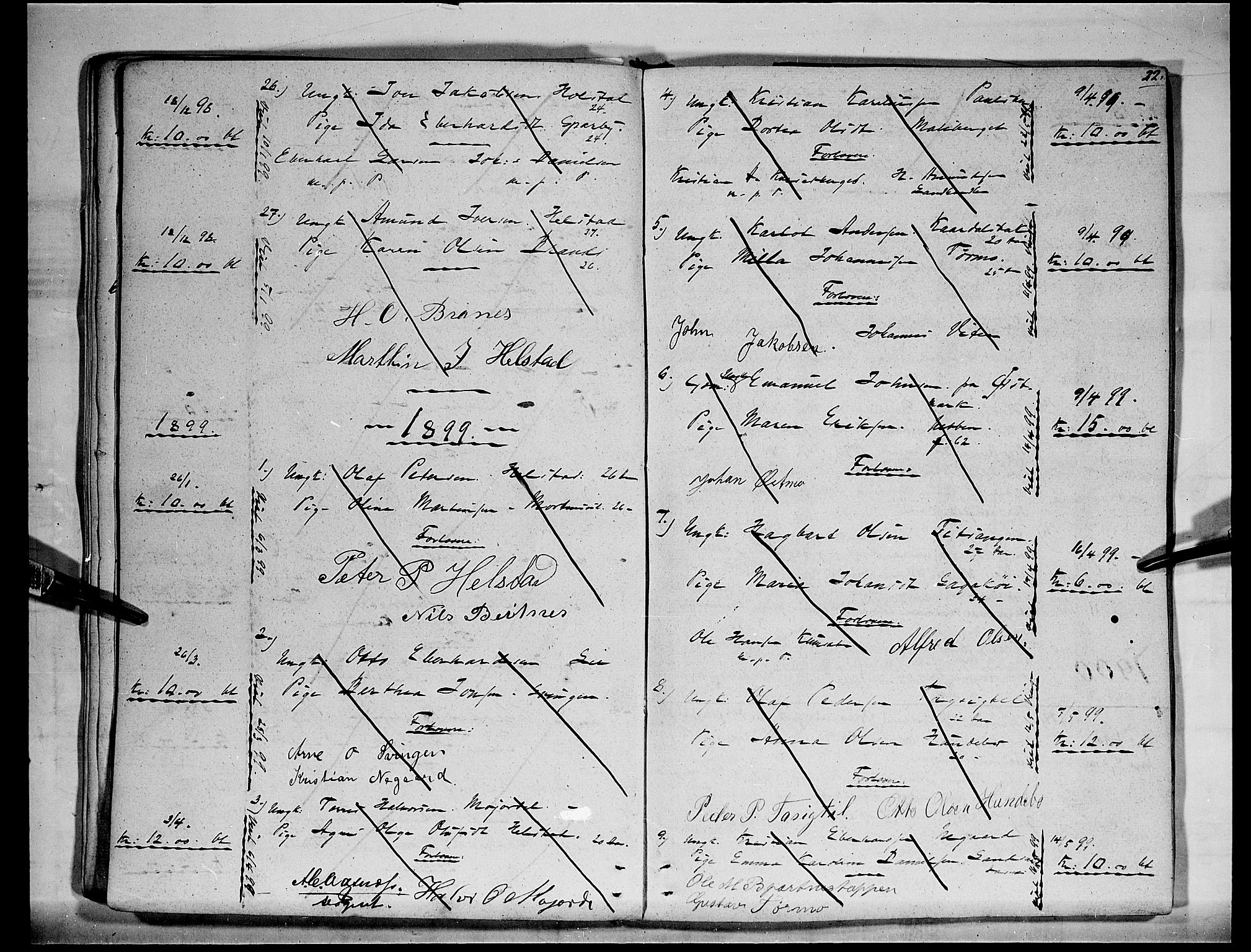 Hof prestekontor, SAH/PREST-038/I/Ie: Banns register no. II 1A, 1891-1910, p. 22