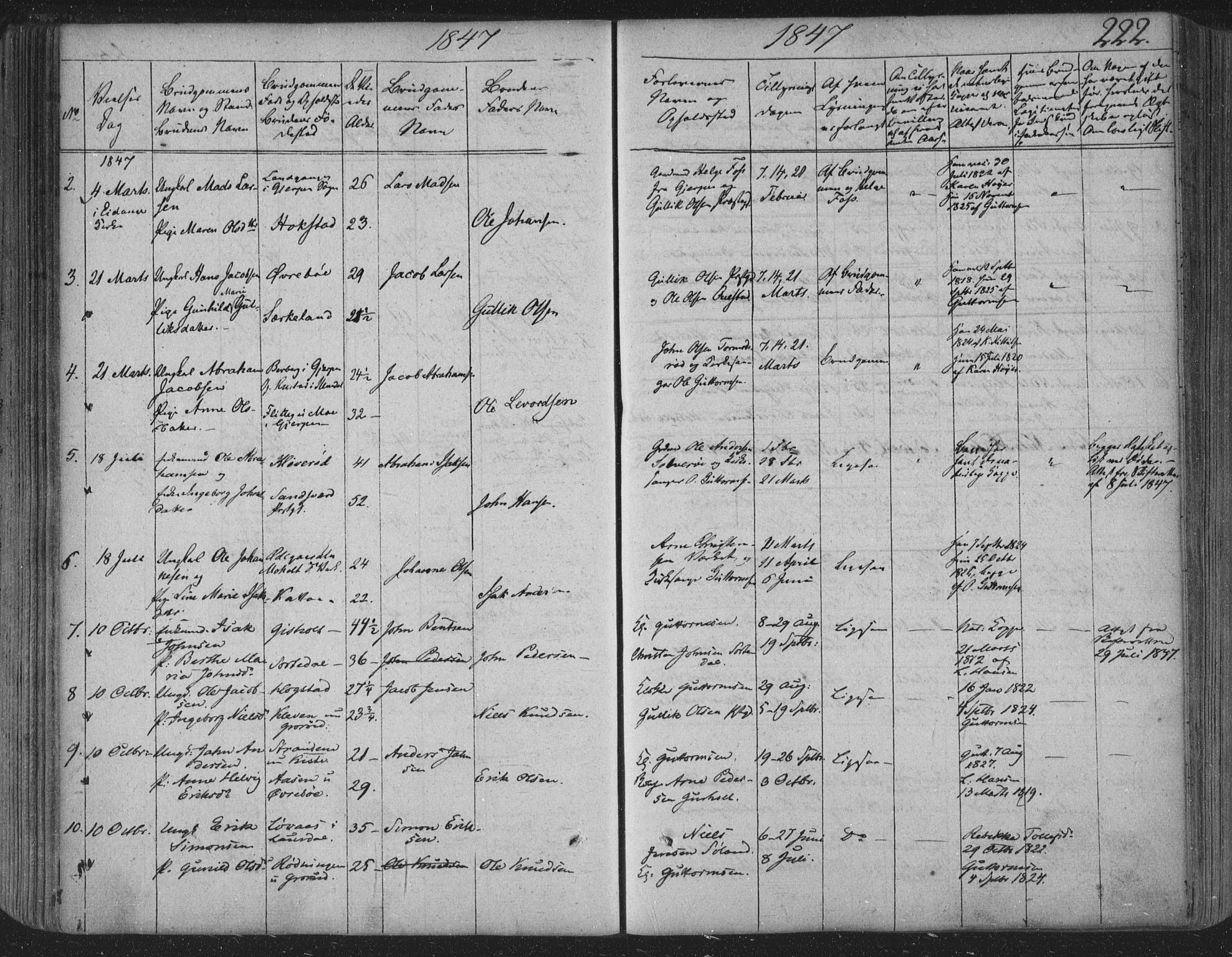 Siljan kirkebøker, AV/SAKO-A-300/F/Fa/L0001: Parish register (official) no. 1, 1831-1870, p. 222