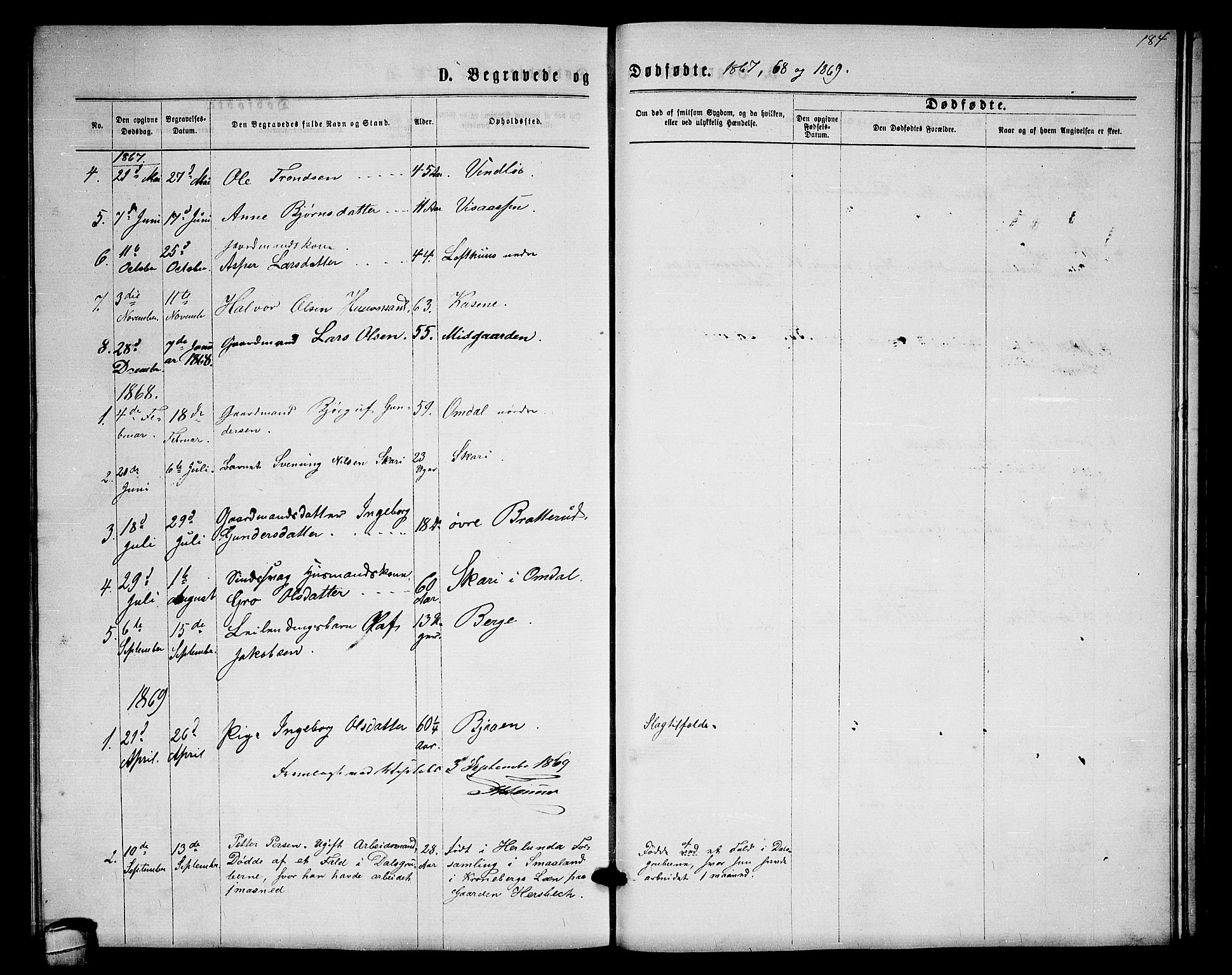 Lårdal kirkebøker, AV/SAKO-A-284/G/Gb/L0002: Parish register (copy) no. II 2, 1865-1888, p. 184