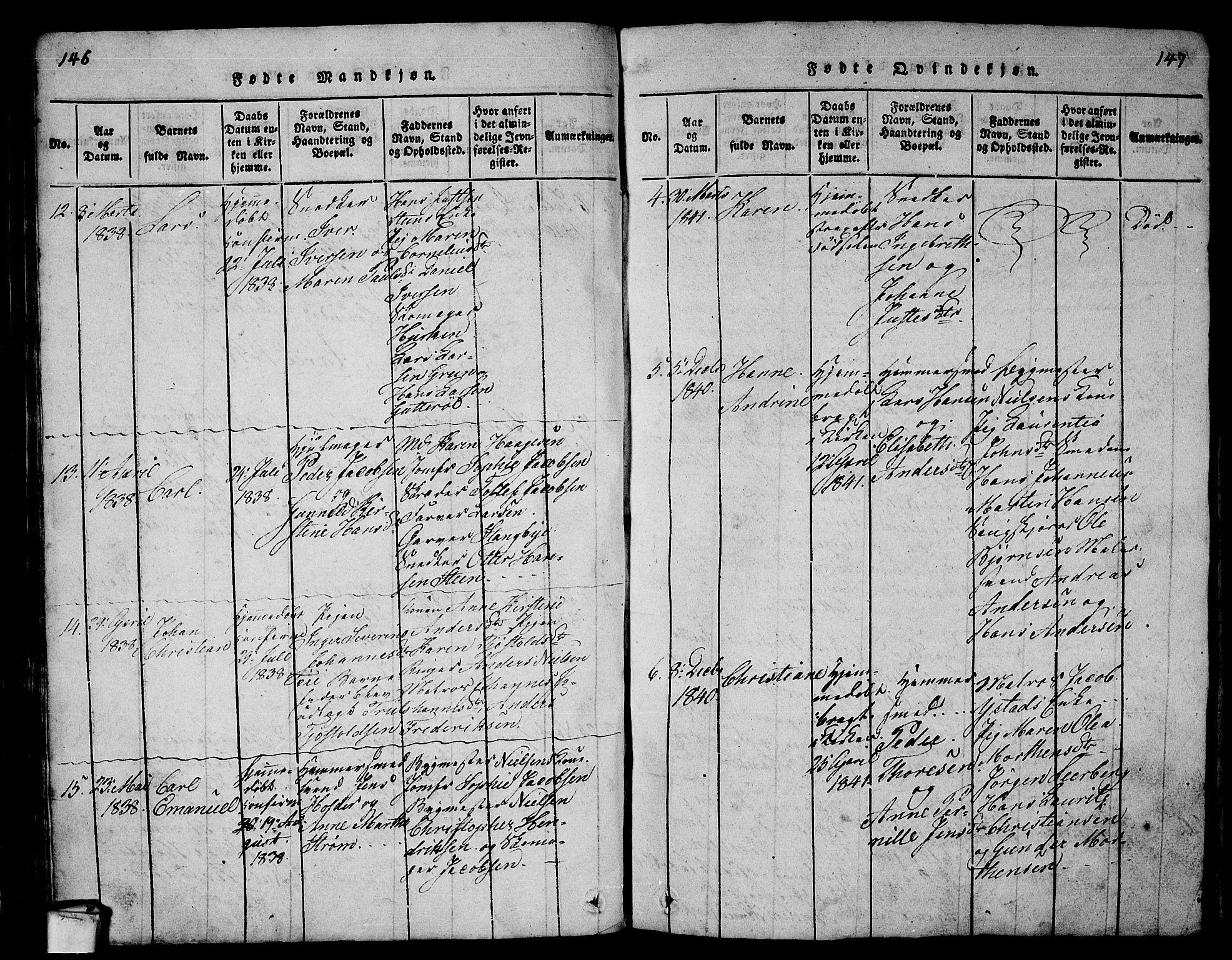 Larvik kirkebøker, AV/SAKO-A-352/G/Gb/L0001: Parish register (copy) no. II 1, 1818-1843, p. 146-147