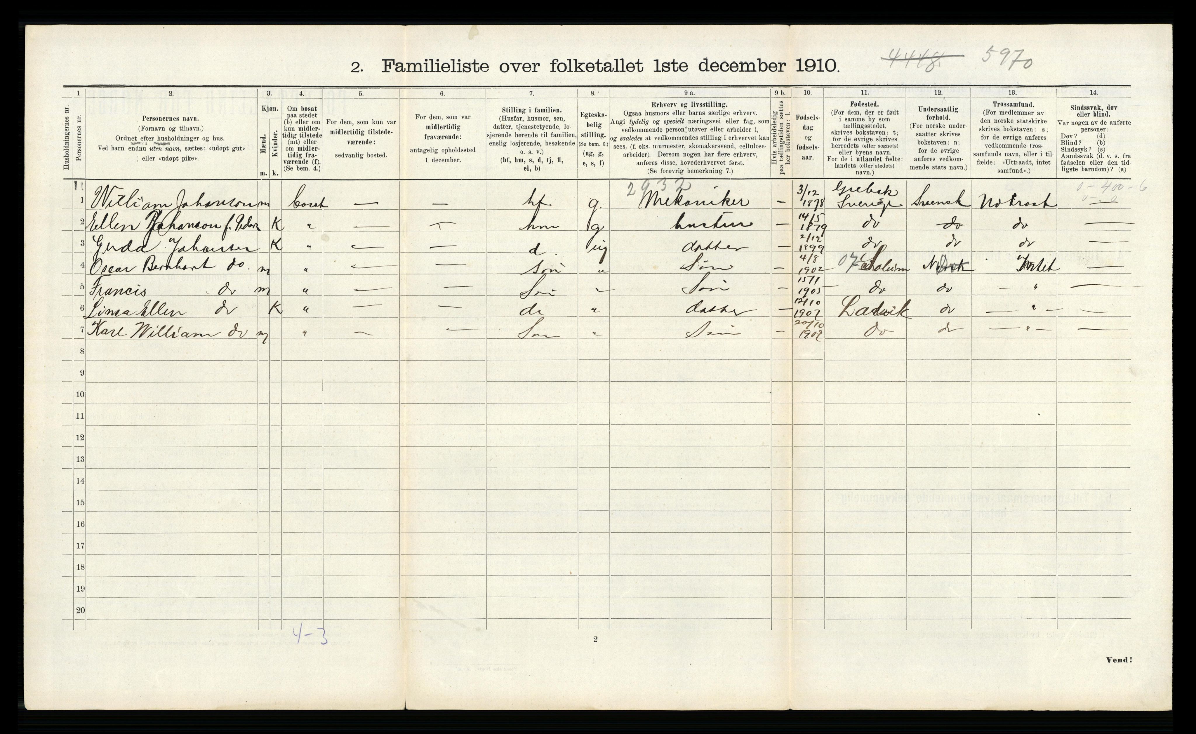 RA, 1910 census for Larvik, 1910, p. 1268