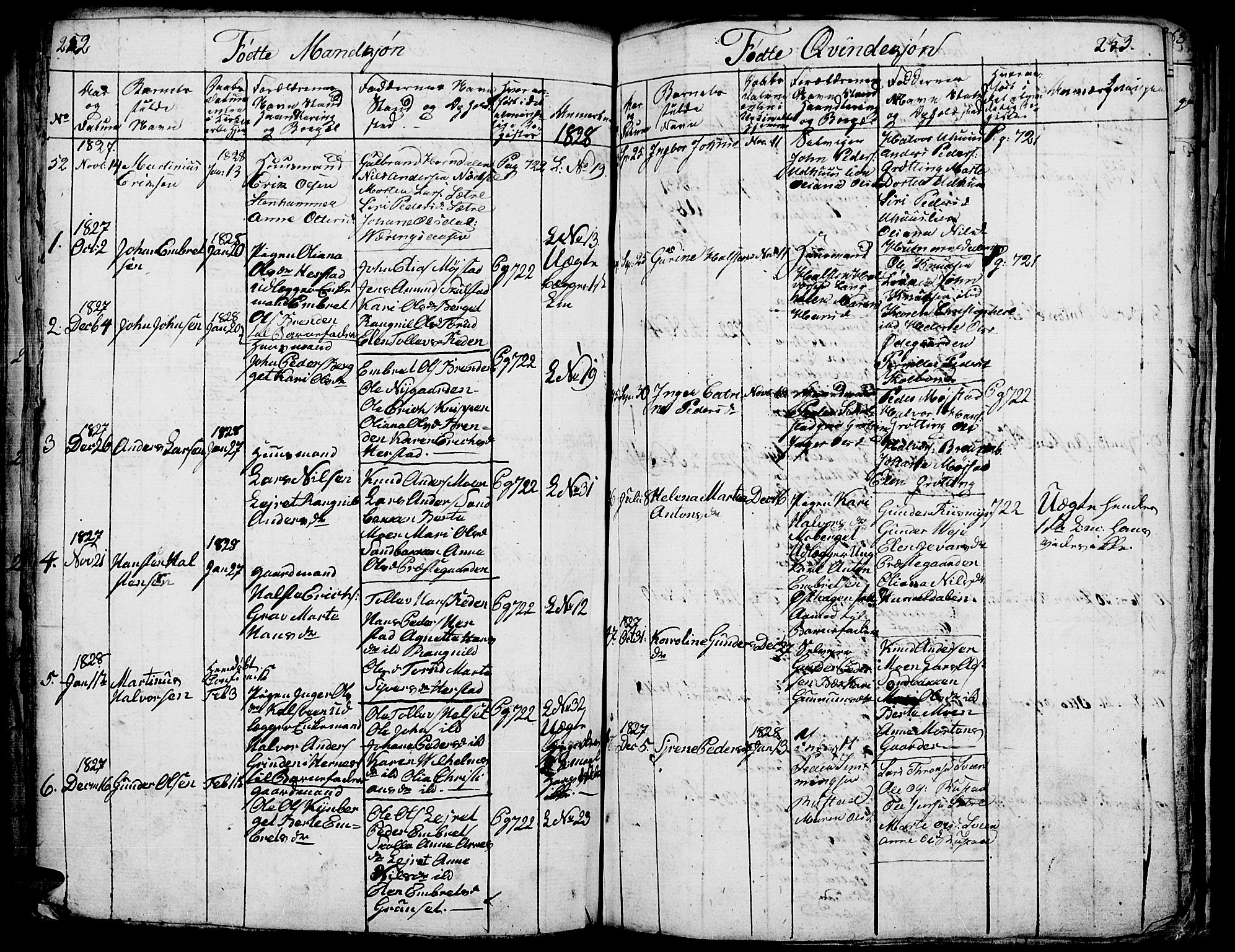 Elverum prestekontor, AV/SAH-PREST-044/H/Ha/Hab/L0001: Parish register (copy) no. 1, 1815-1829, p. 252-253