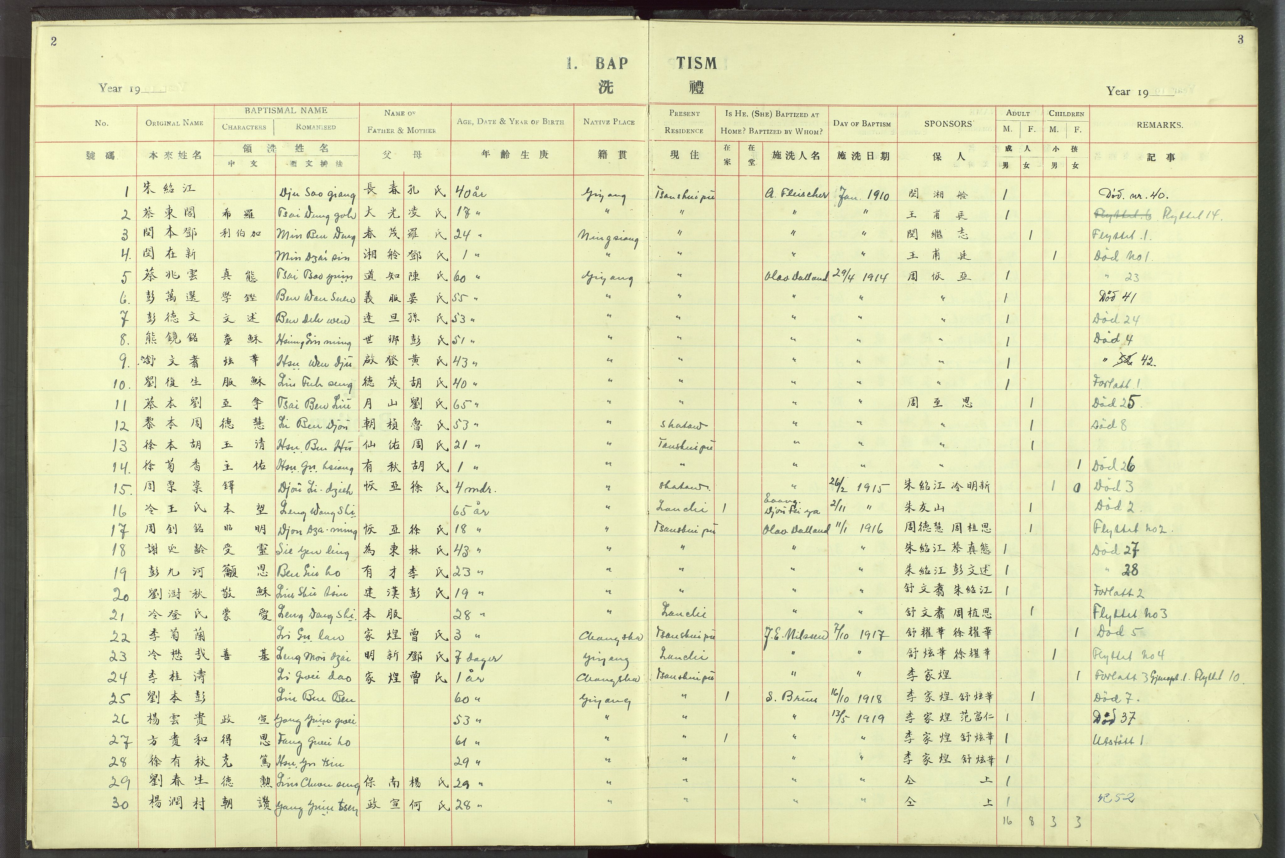 Det Norske Misjonsselskap - utland - Kina (Hunan), VID/MA-A-1065/Dm/L0021: Parish register (official) no. 59, 1910-1948, p. 2-3