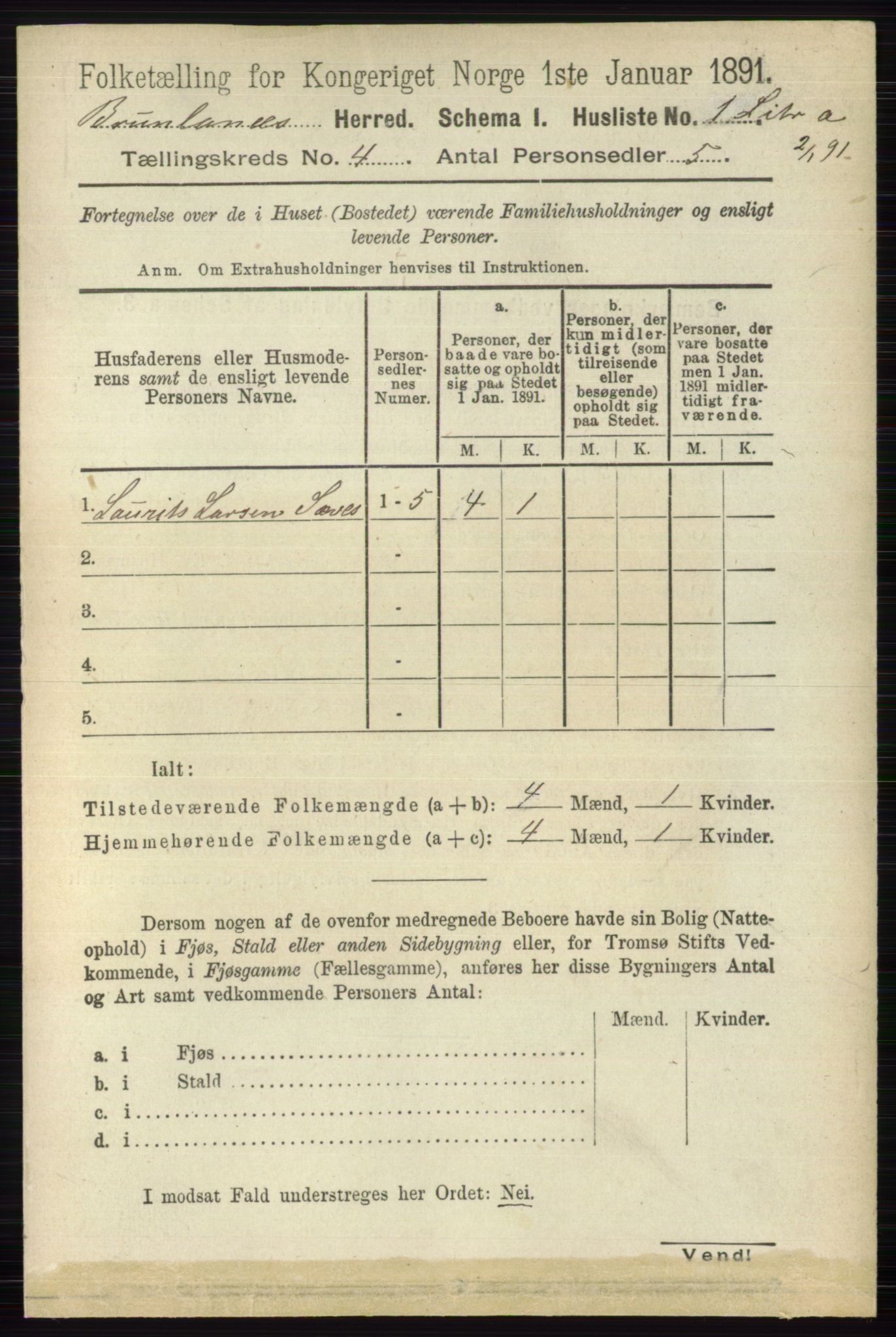RA, 1891 census for 0726 Brunlanes, 1891, p. 1789