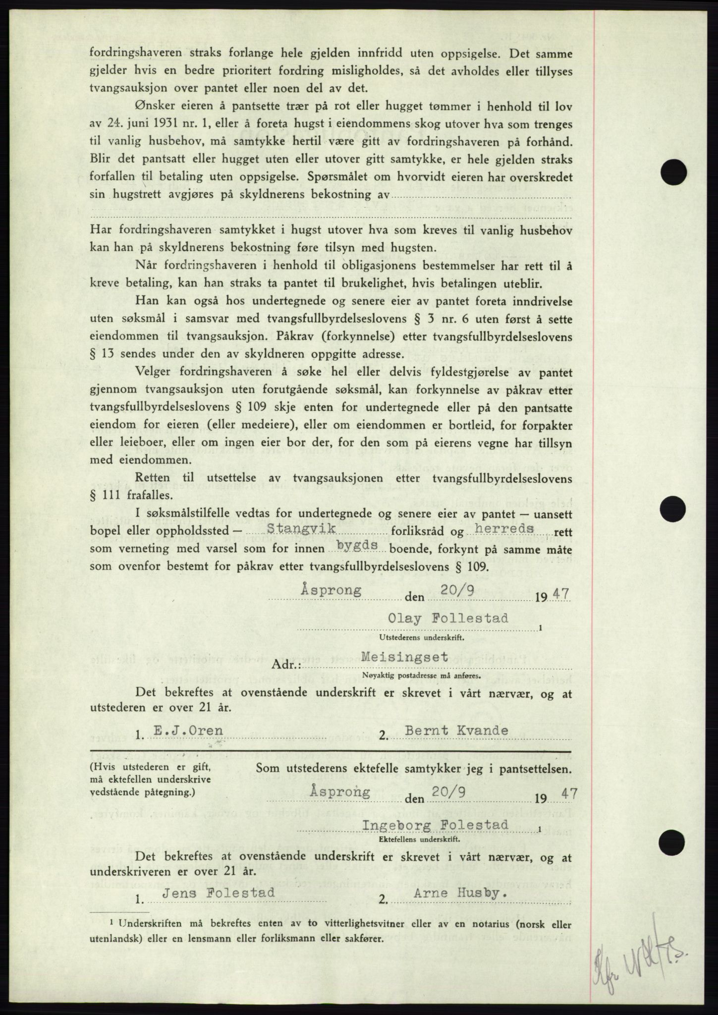 Nordmøre sorenskriveri, AV/SAT-A-4132/1/2/2Ca: Mortgage book no. B97, 1947-1948, Diary no: : 2332/1947