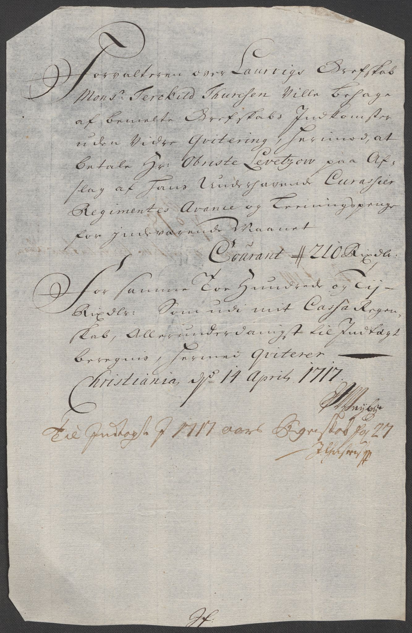 Rentekammeret inntil 1814, Reviderte regnskaper, Fogderegnskap, AV/RA-EA-4092/R33/L1987: Fogderegnskap Larvik grevskap, 1716-1717, p. 553