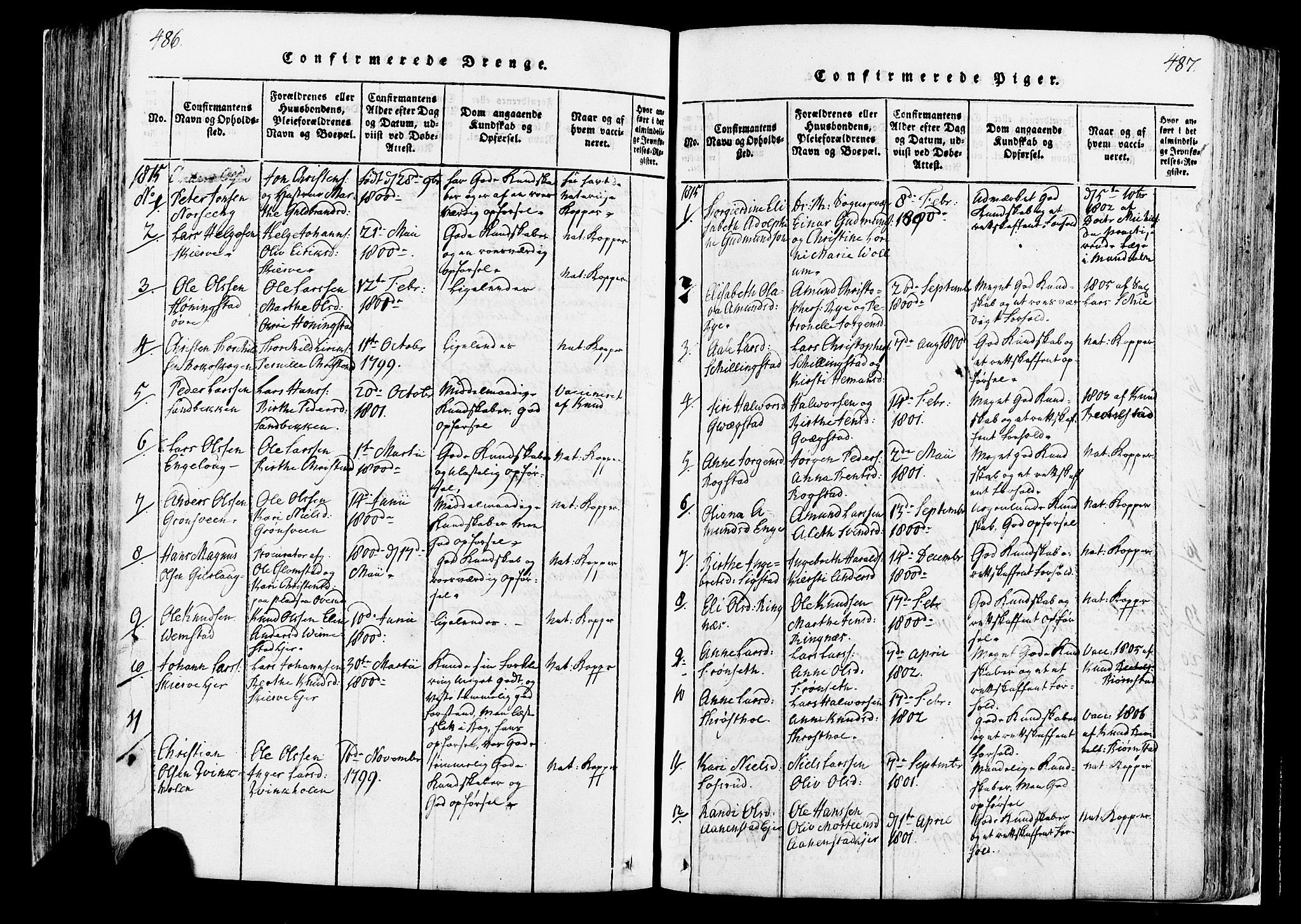 Løten prestekontor, SAH/PREST-022/K/Ka/L0005: Parish register (official) no. 5, 1814-1832, p. 486-487