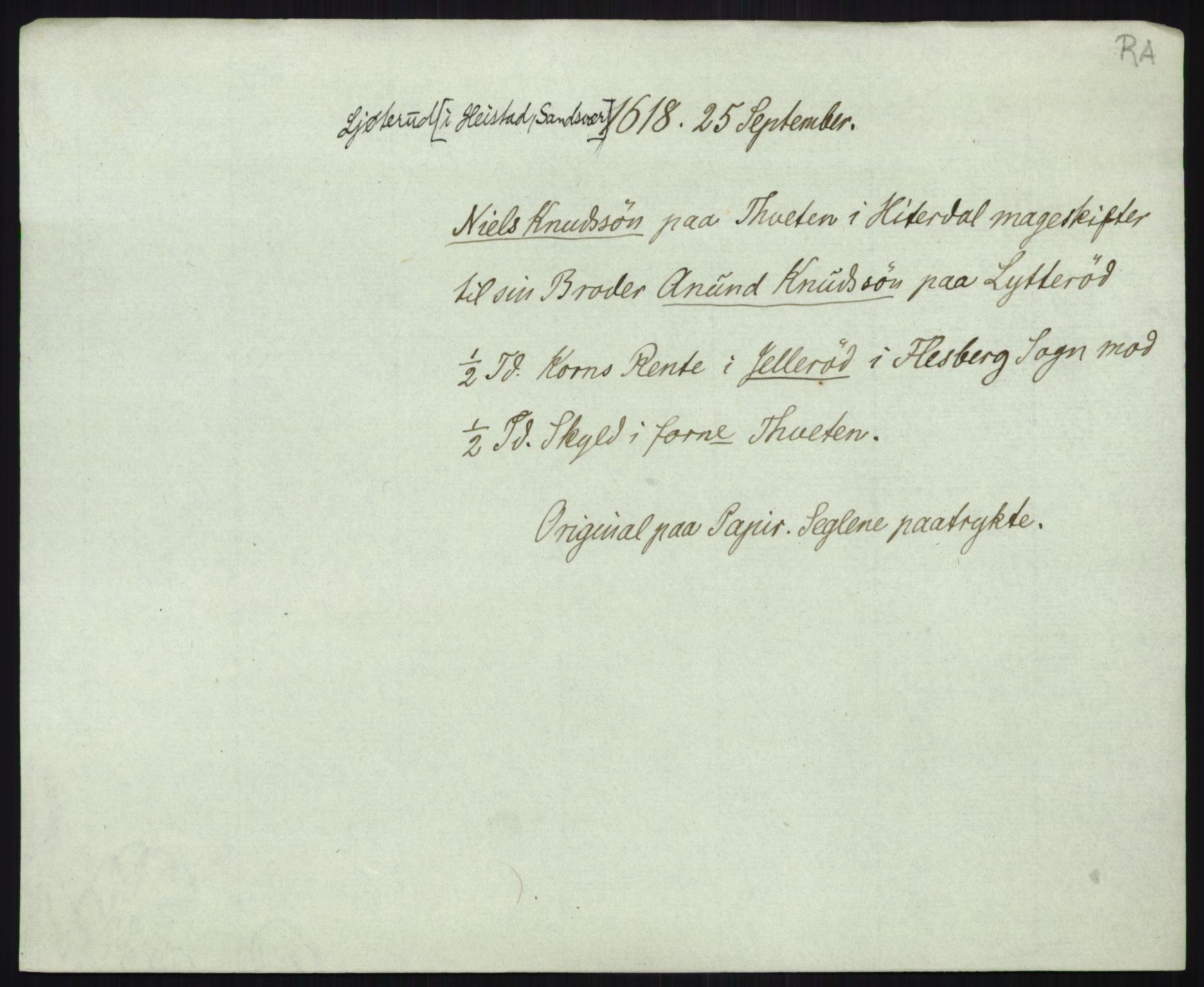 Riksarkivets diplomsamling, AV/RA-EA-5965/F35/F35b/L0006: Riksarkivets diplomer, seddelregister, 1613-1624, p. 333