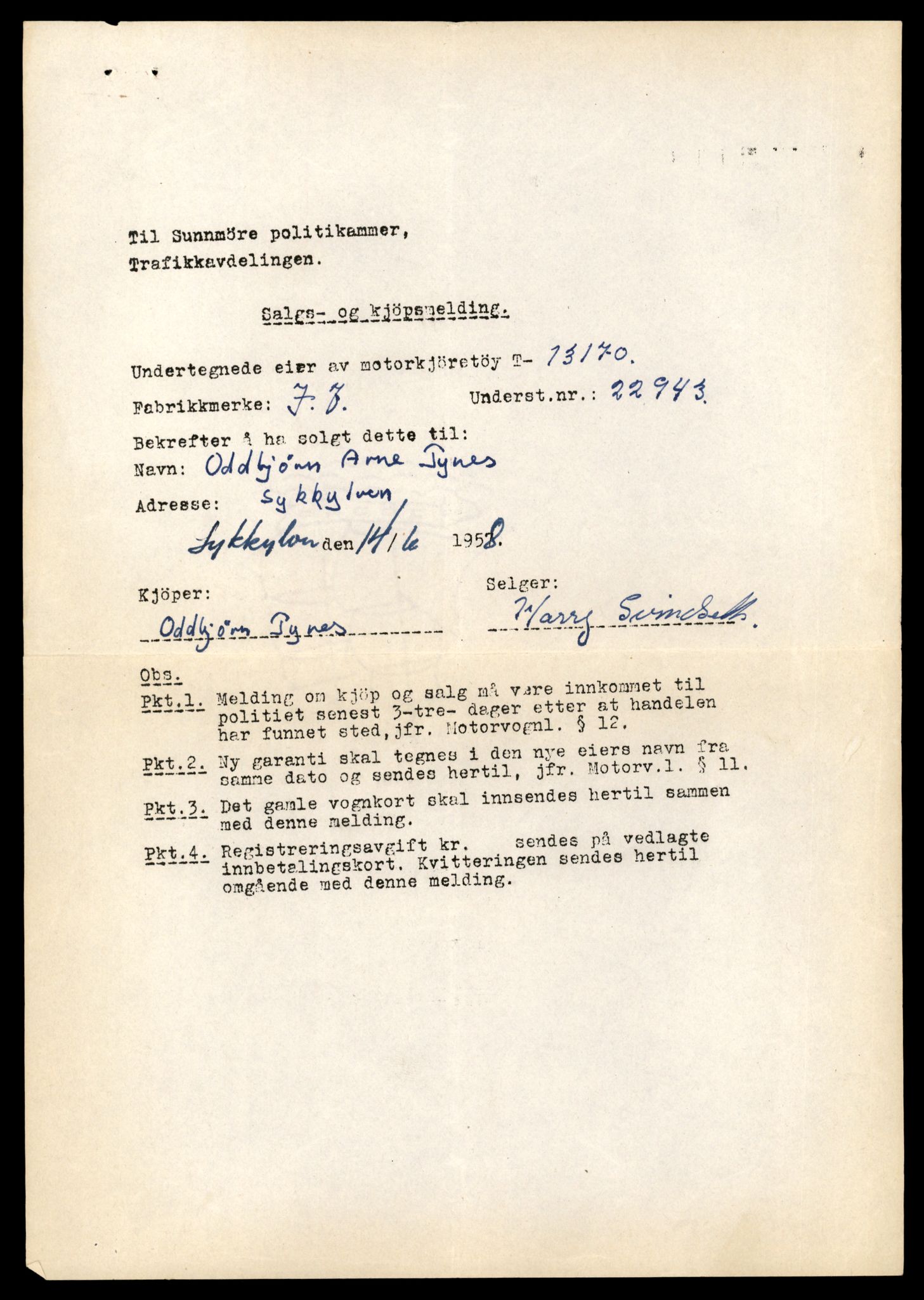 Møre og Romsdal vegkontor - Ålesund trafikkstasjon, AV/SAT-A-4099/F/Fe/L0037: Registreringskort for kjøretøy T 13031 - T 13179, 1927-1998, p. 2710